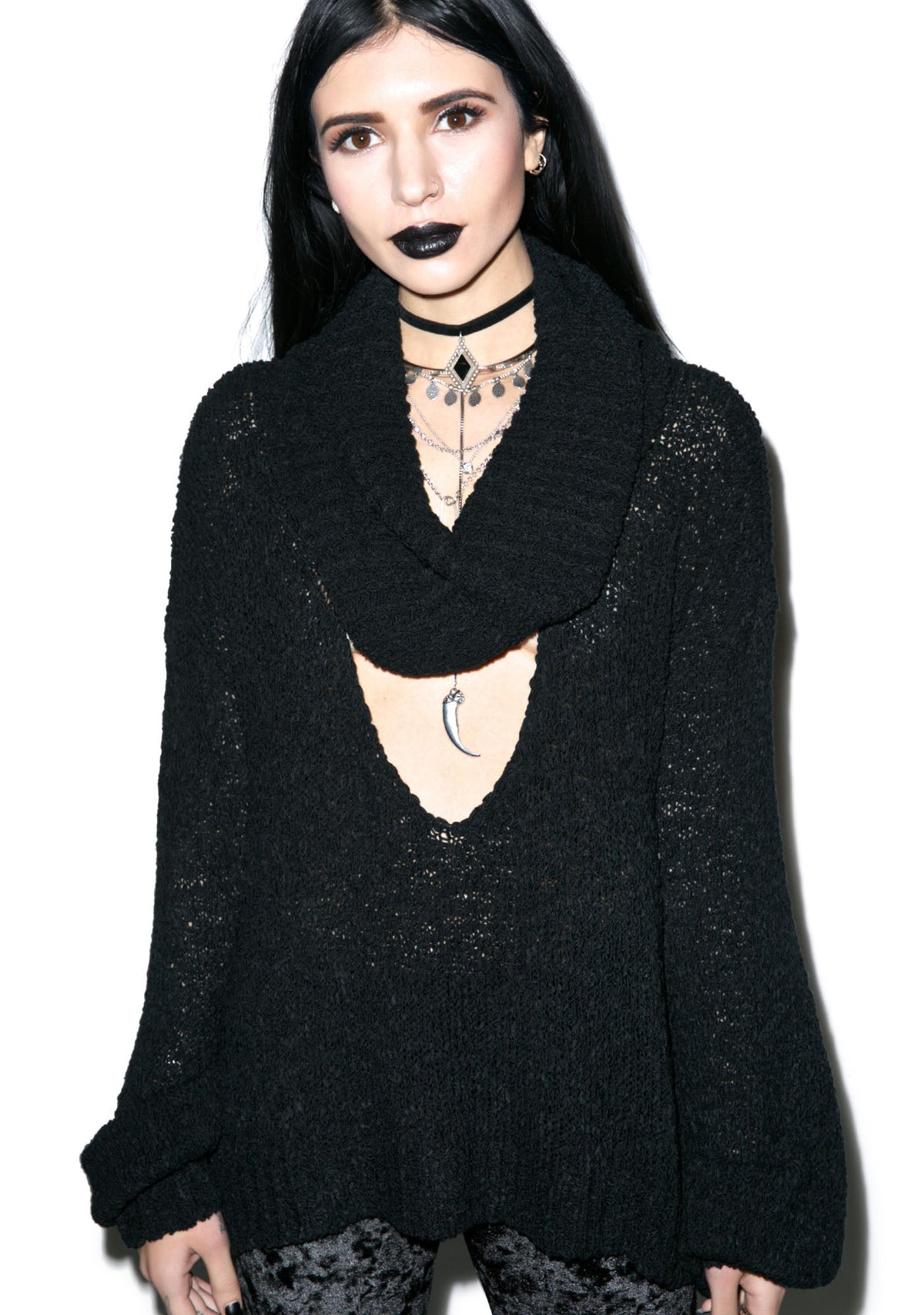 Scandal Knit Crop - Black
