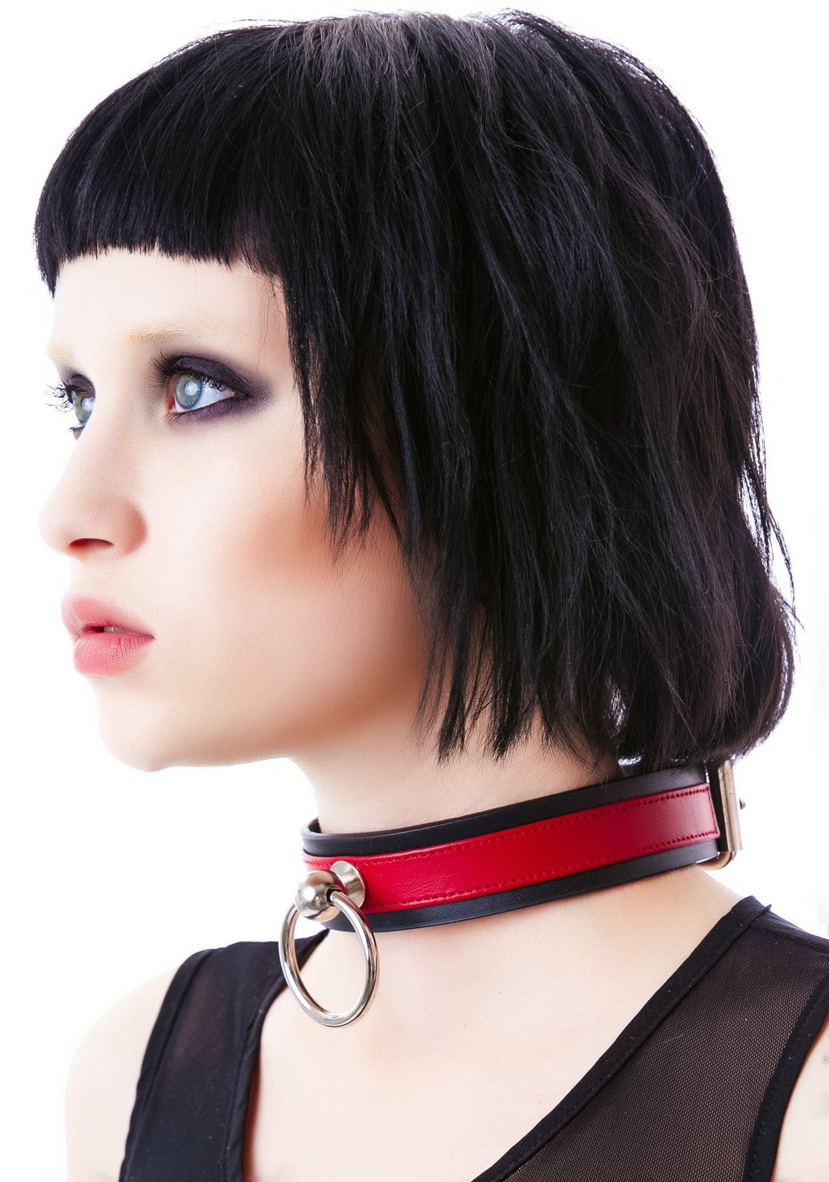 Saddle Stud O Ring Choker - Red