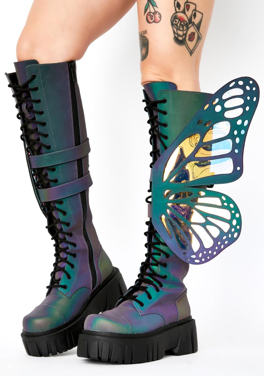 Mystic Garden Reflective Butterfly Boots