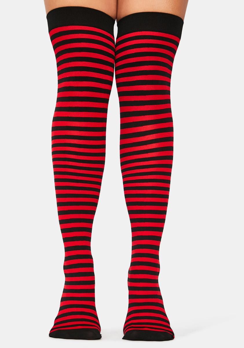 Devil Left 4 Dead Striped Thigh High Socks