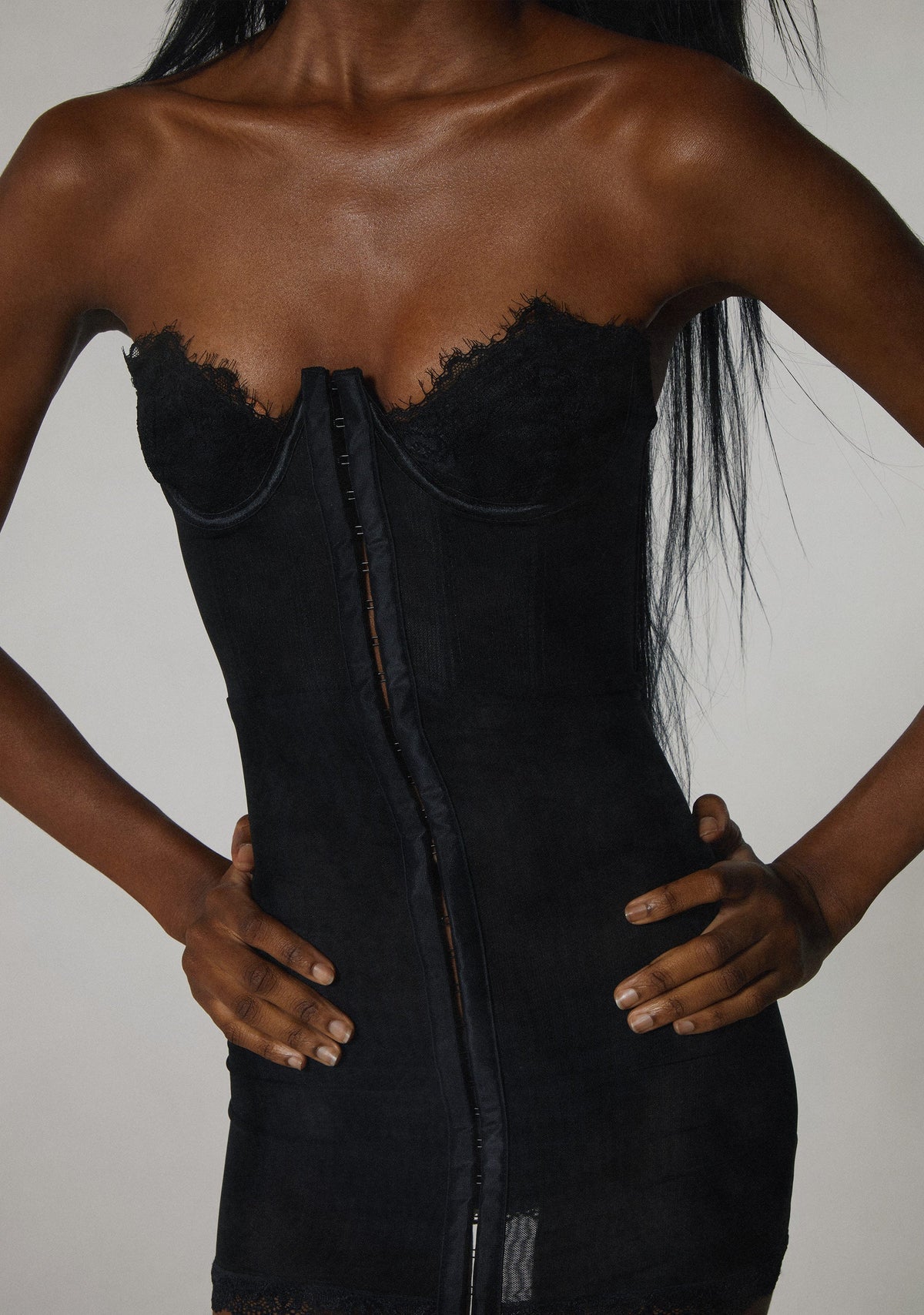 Captivating Gazes Slip Dress - Black