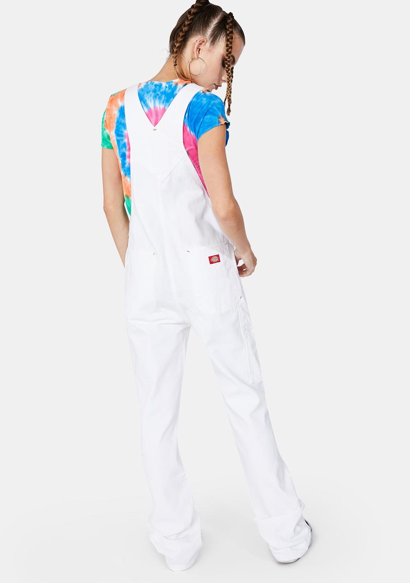 White Relaxed Straight Leg Carpenter Overalls