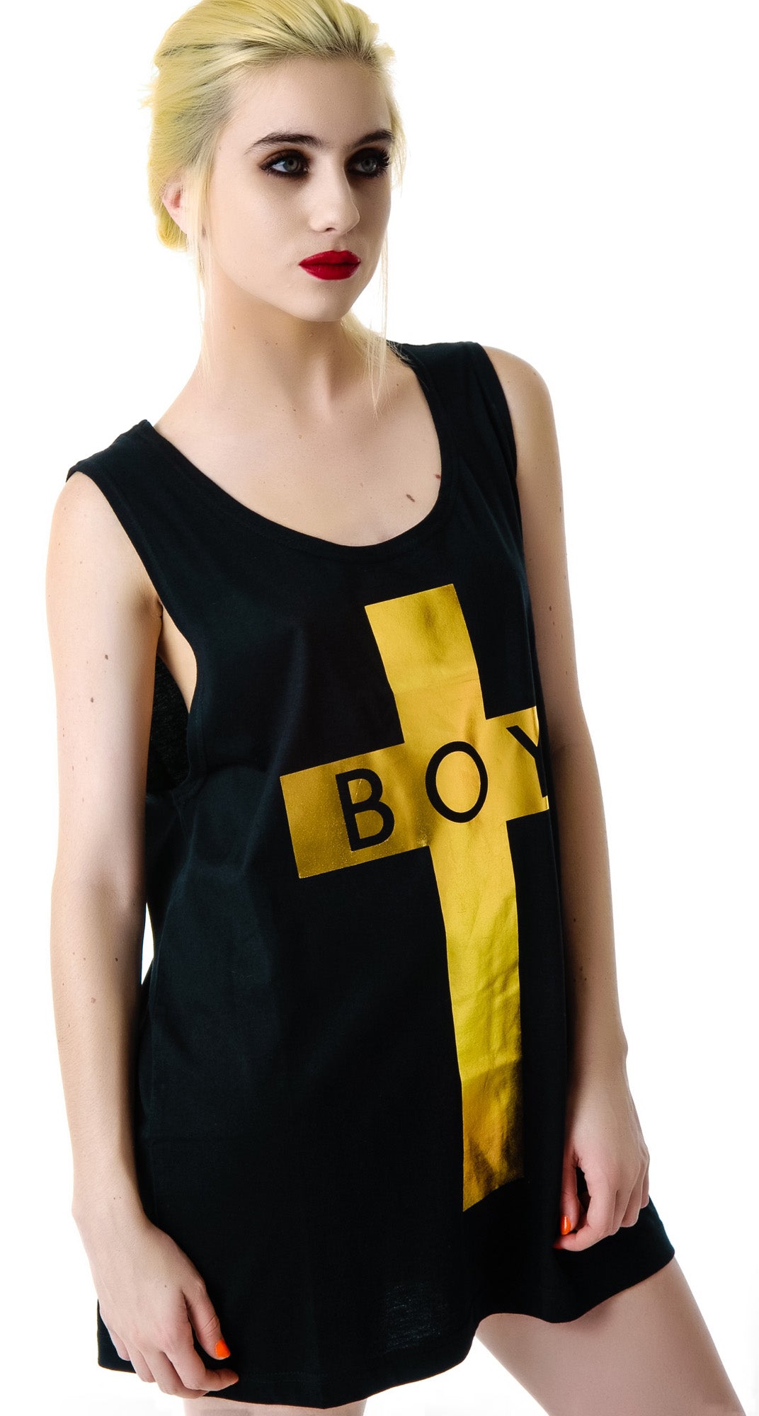 x BOY London Boy Cross Oversized Tank - Black