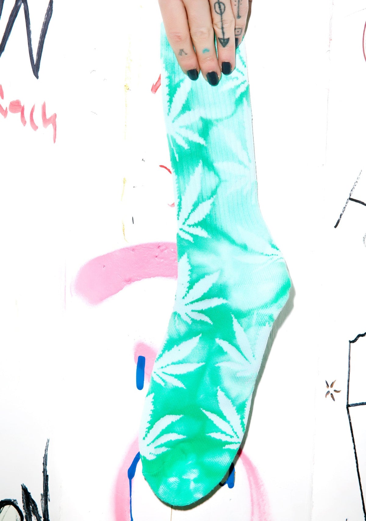 Tie Dye Plantlife Crew Sock - Off White