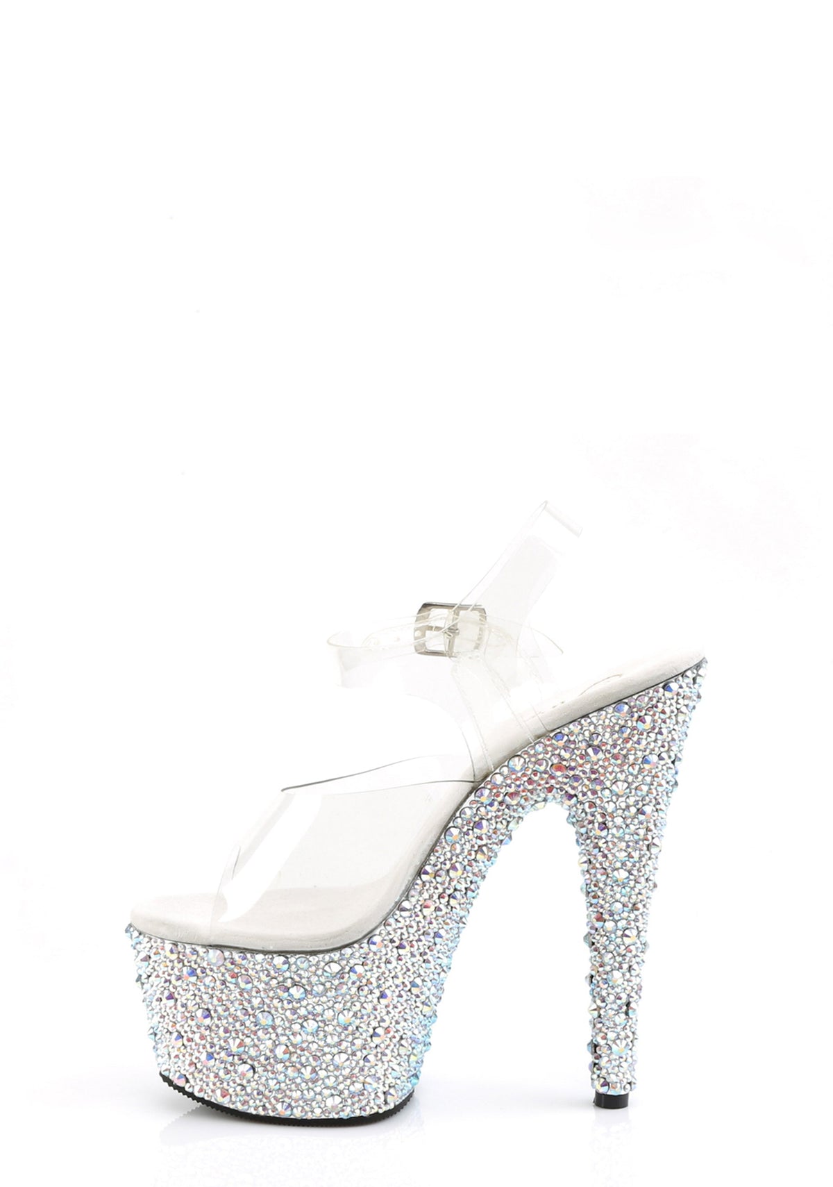 Bejeweled-708MS Platform Ankle Strap Sandals-Silver