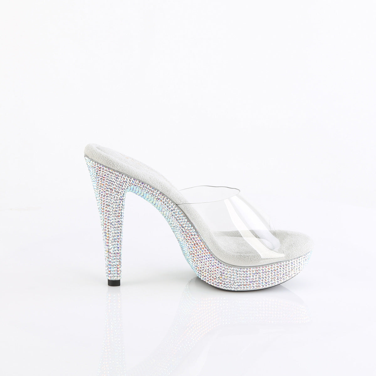 Cocktail-501 Platform Rhinestone Slides-Silver