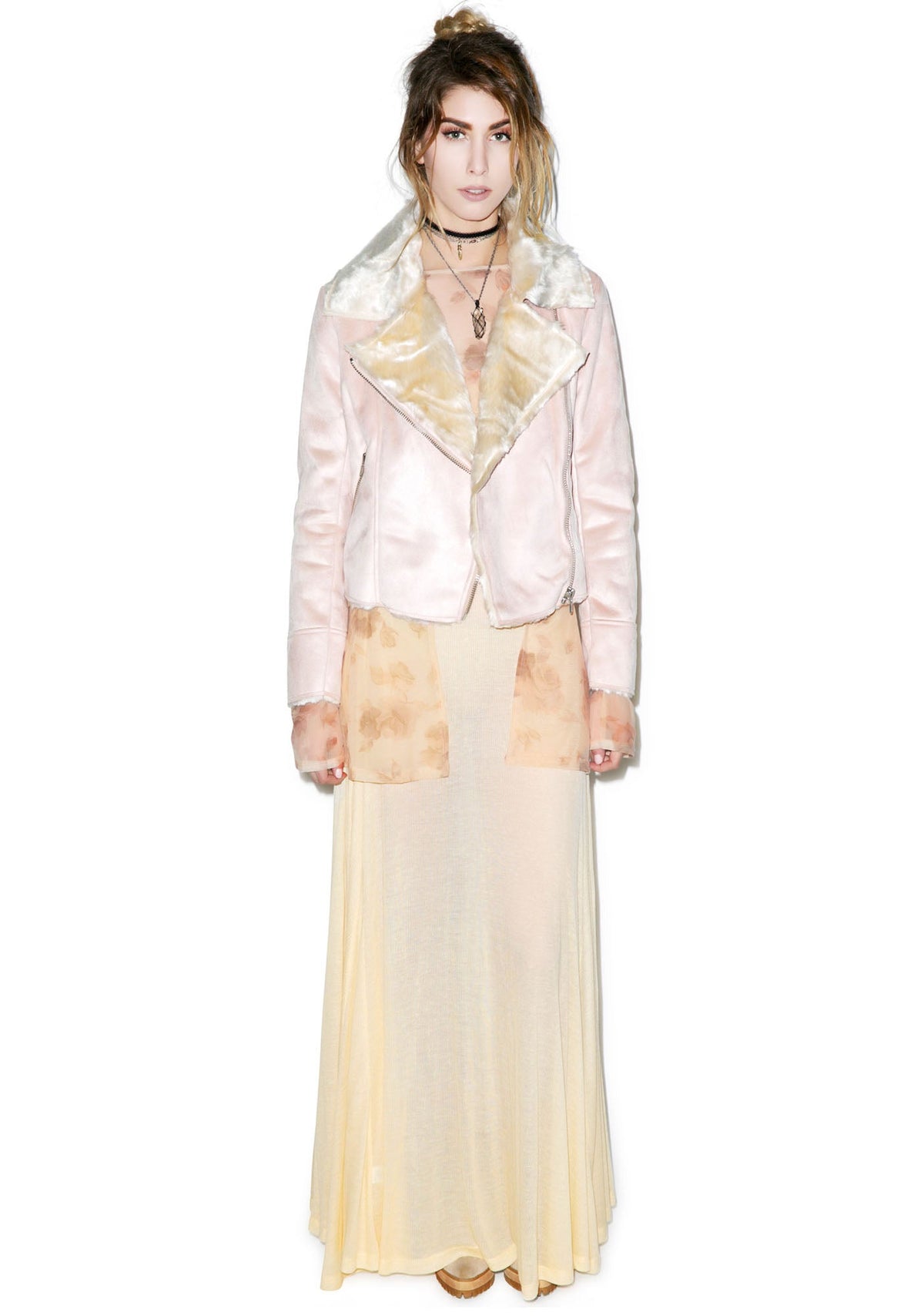 Woman Of The Shear Shearling Jacket - Light Pink