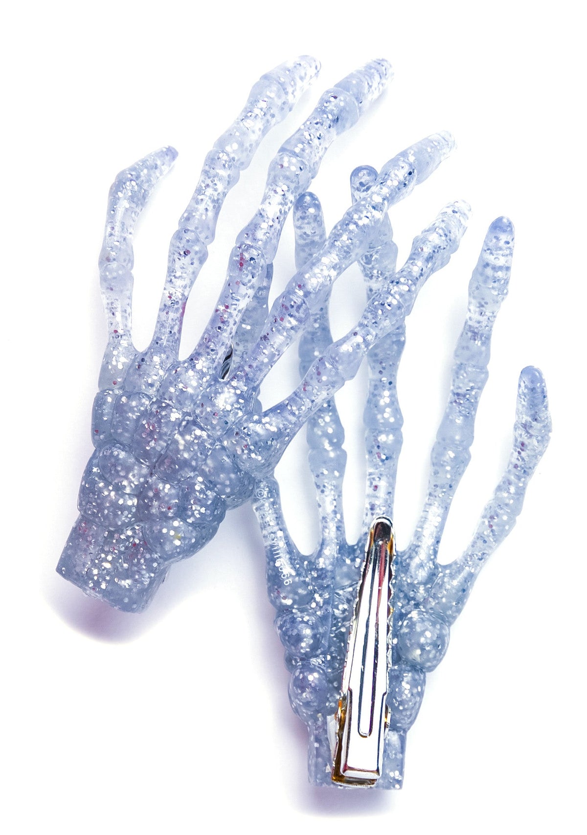 Skeleton Bone Hands Hair Slides - Blue