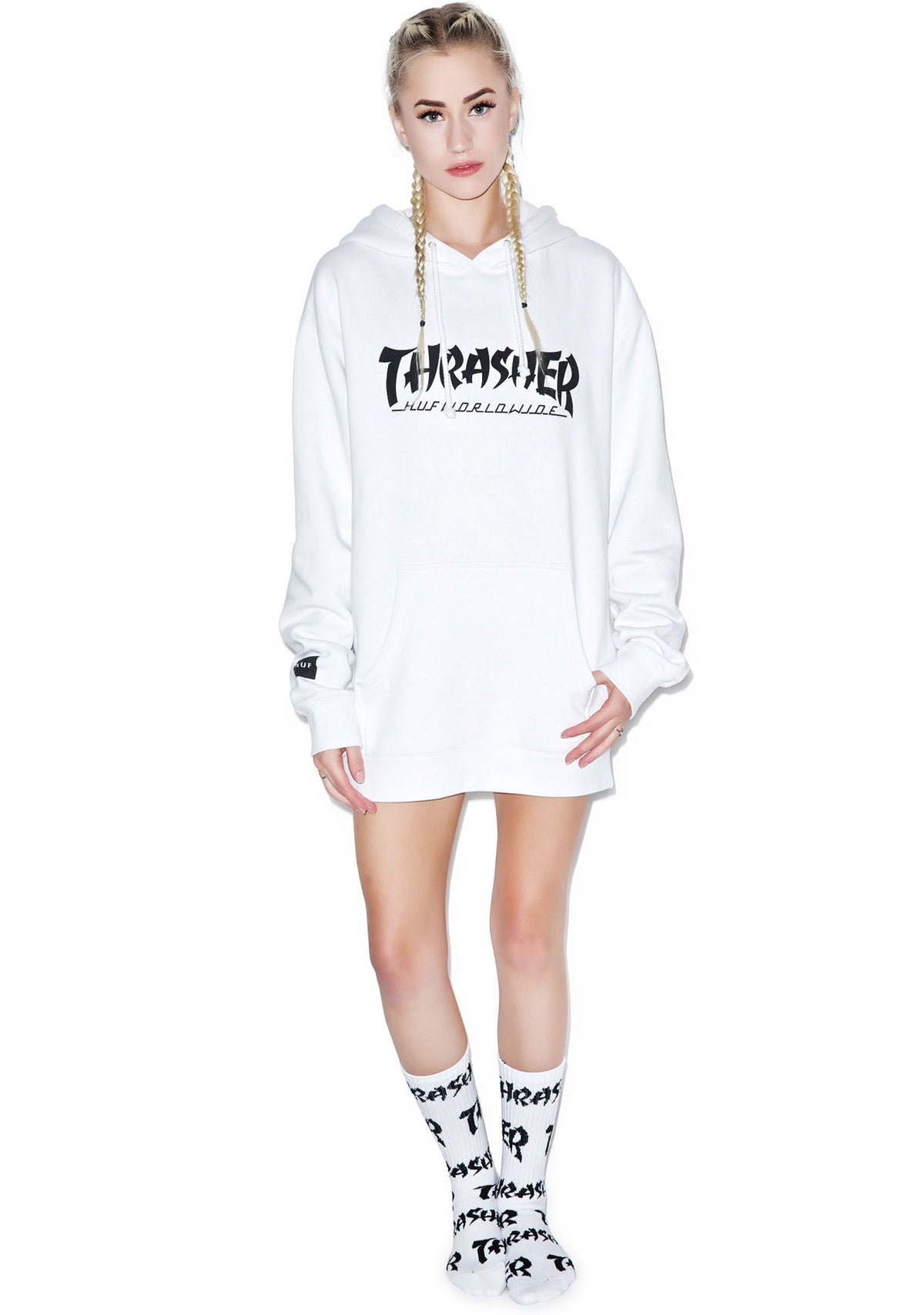 HUF X Thrasher Asia Tour Pullover Hoodie - Light Gray