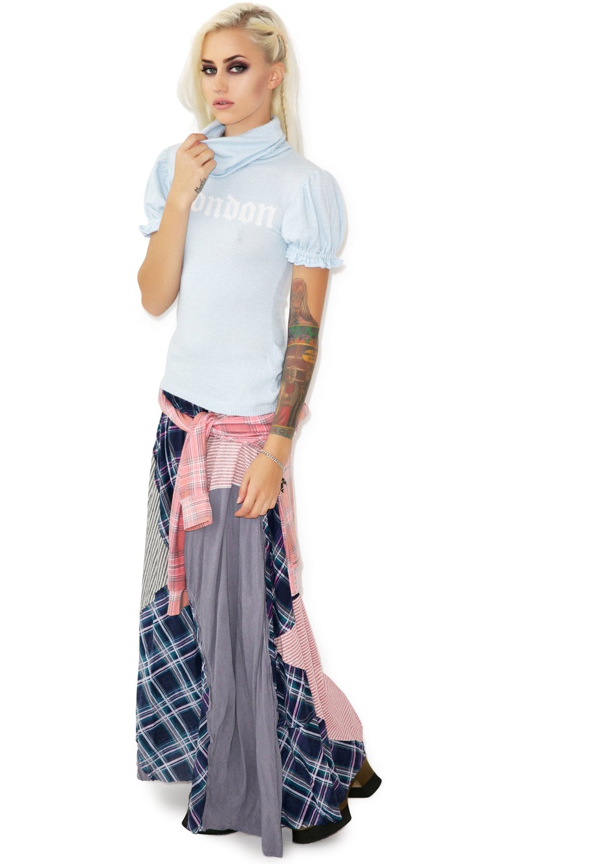 I Love London Edwardian Sleeve Turtleneck - Light Blue