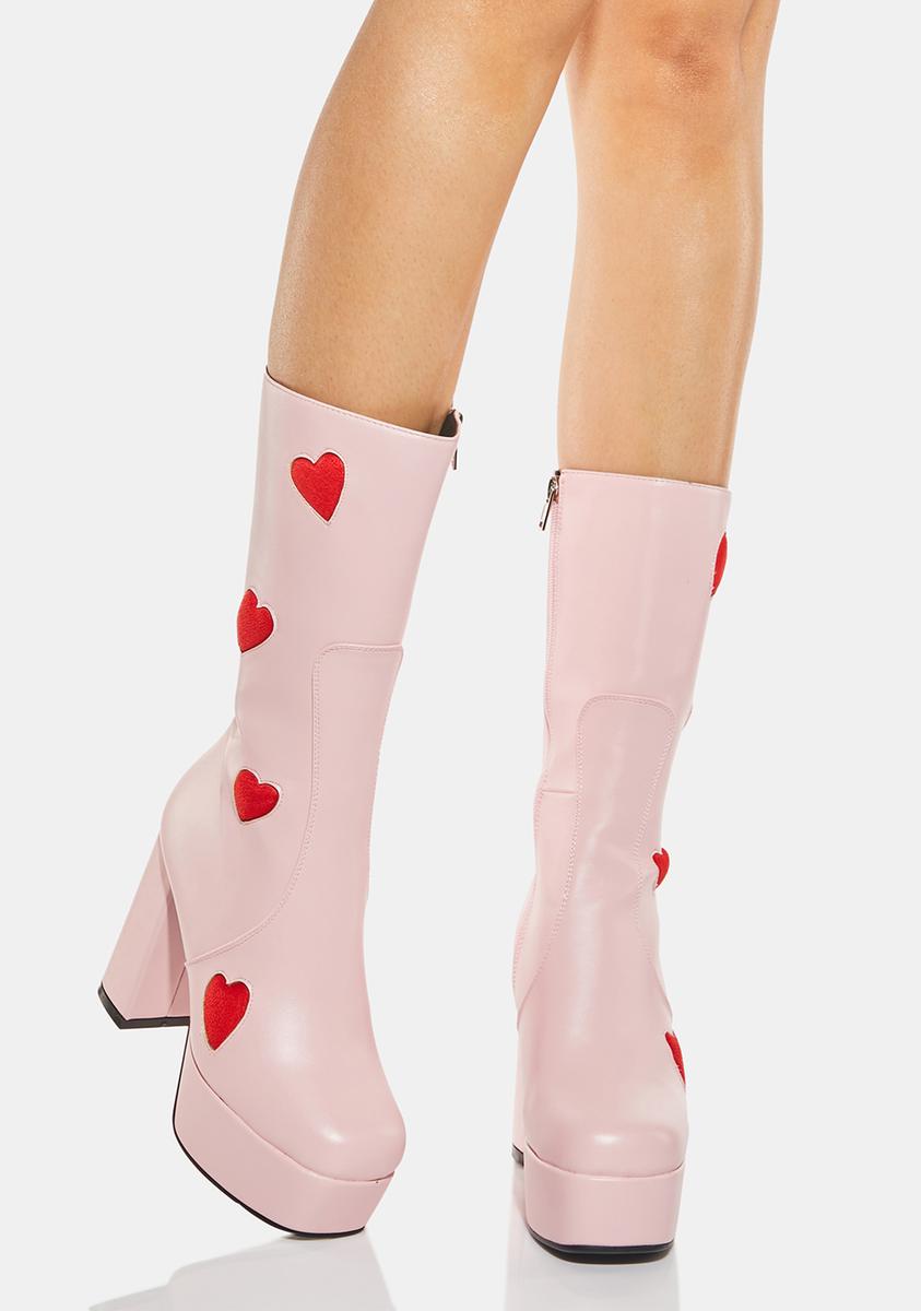 Game Of Love Platform Boots - Light Pink