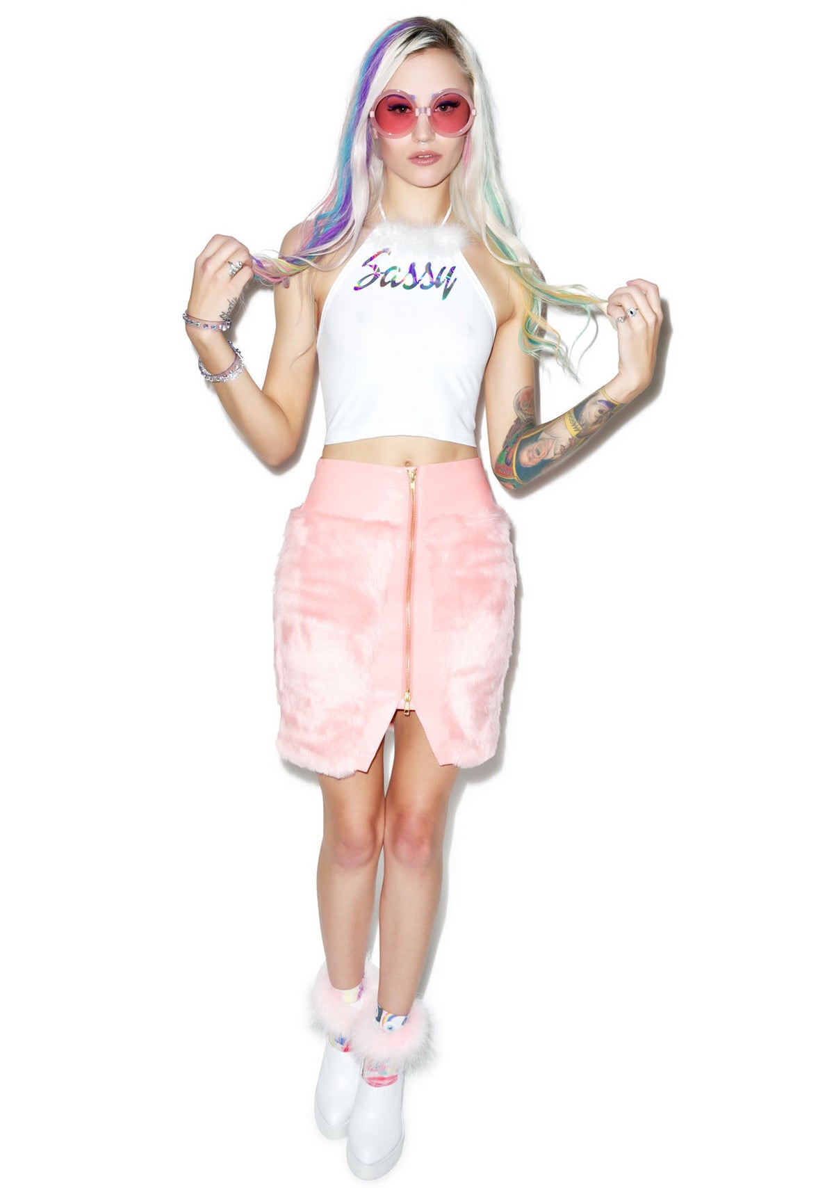 Fluff Sassy Halter - White