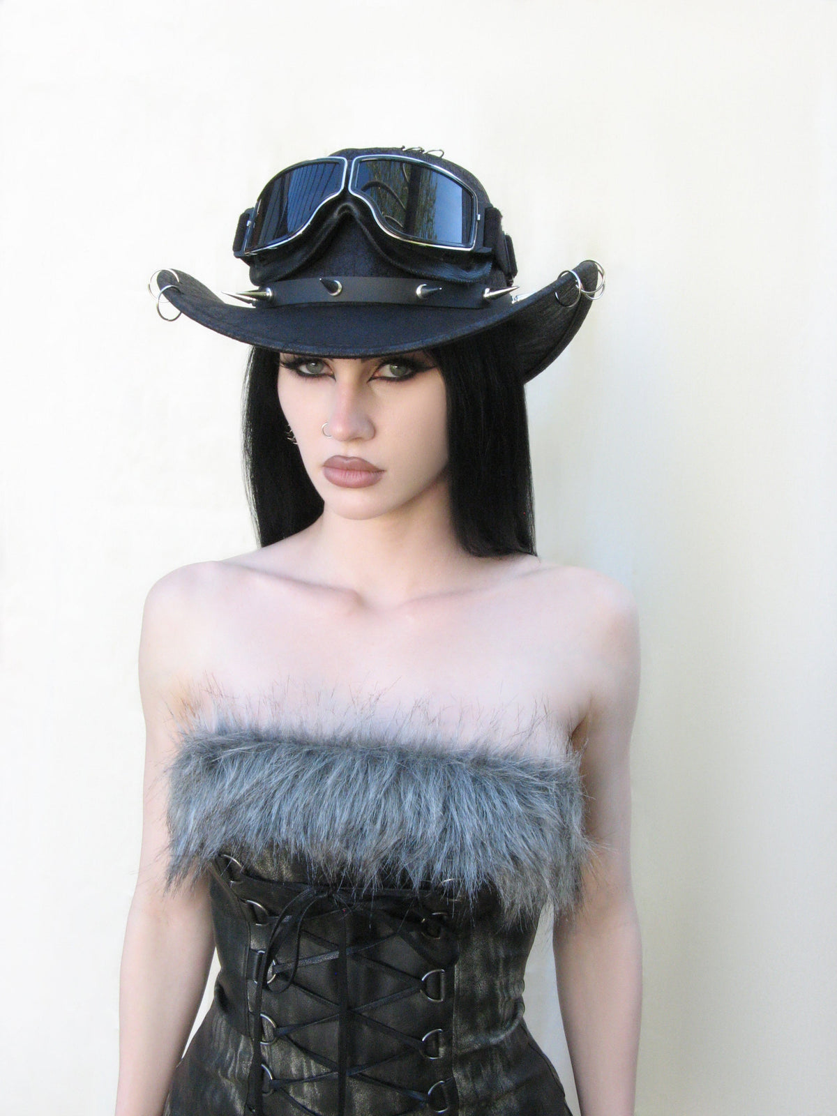Pierced Grungy Cowboy Hat - Black
