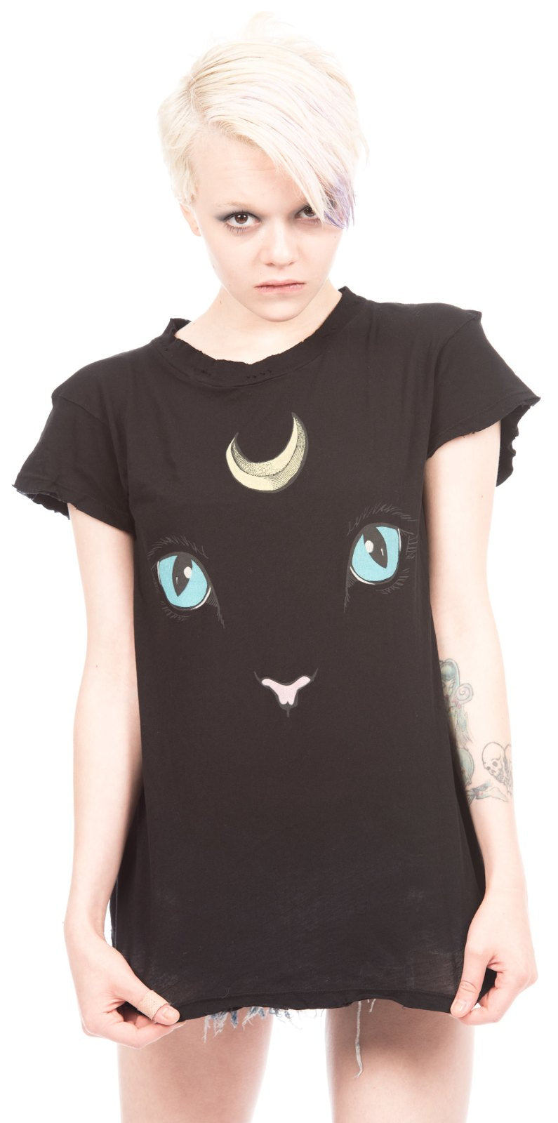 Cat and Moon Desert Crew - Black