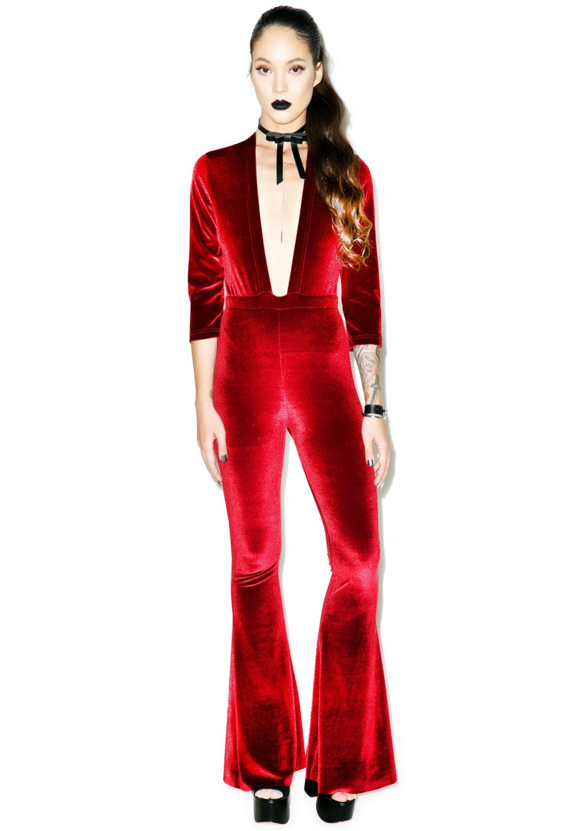 Ritchie Velvet Jumpsuit - Red