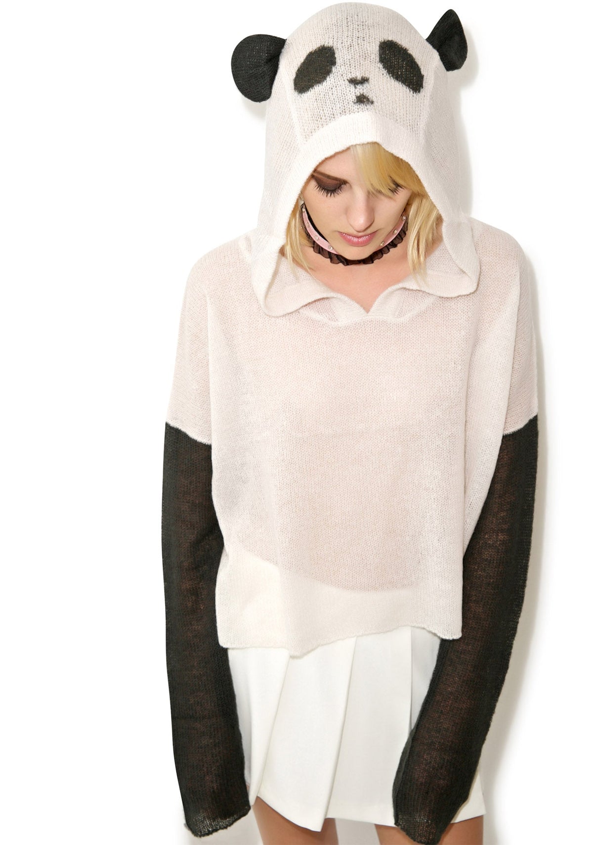 Panda Face Hooded Billy - Light Pink