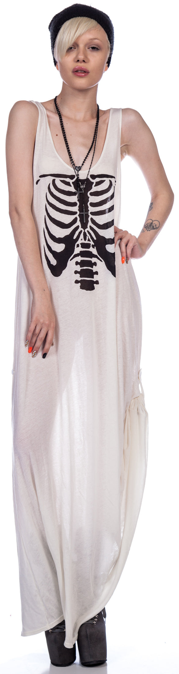 Inside Out Grunge Maxi Dress - Black