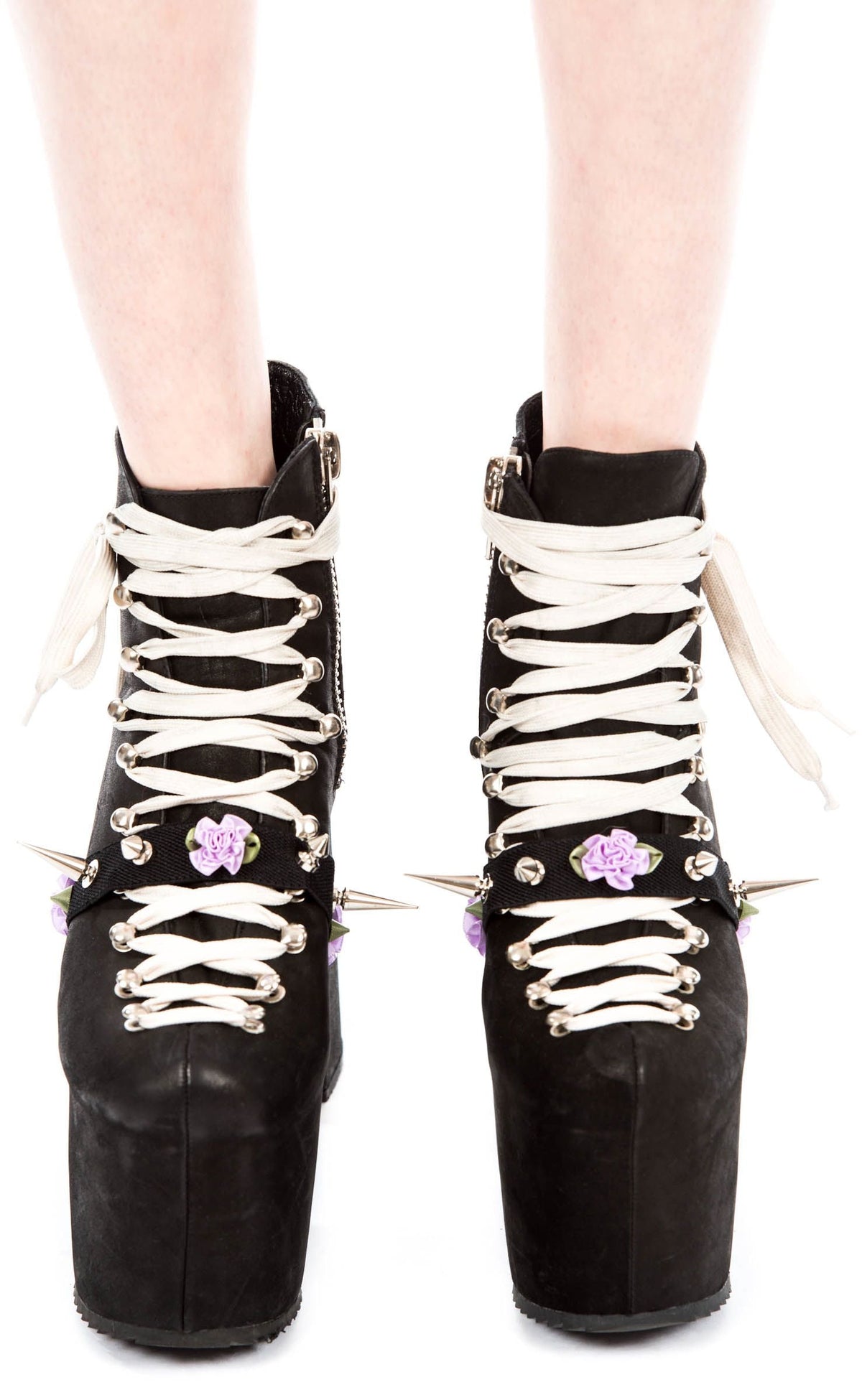 Spikes and Flower Shoe Garter - Pink