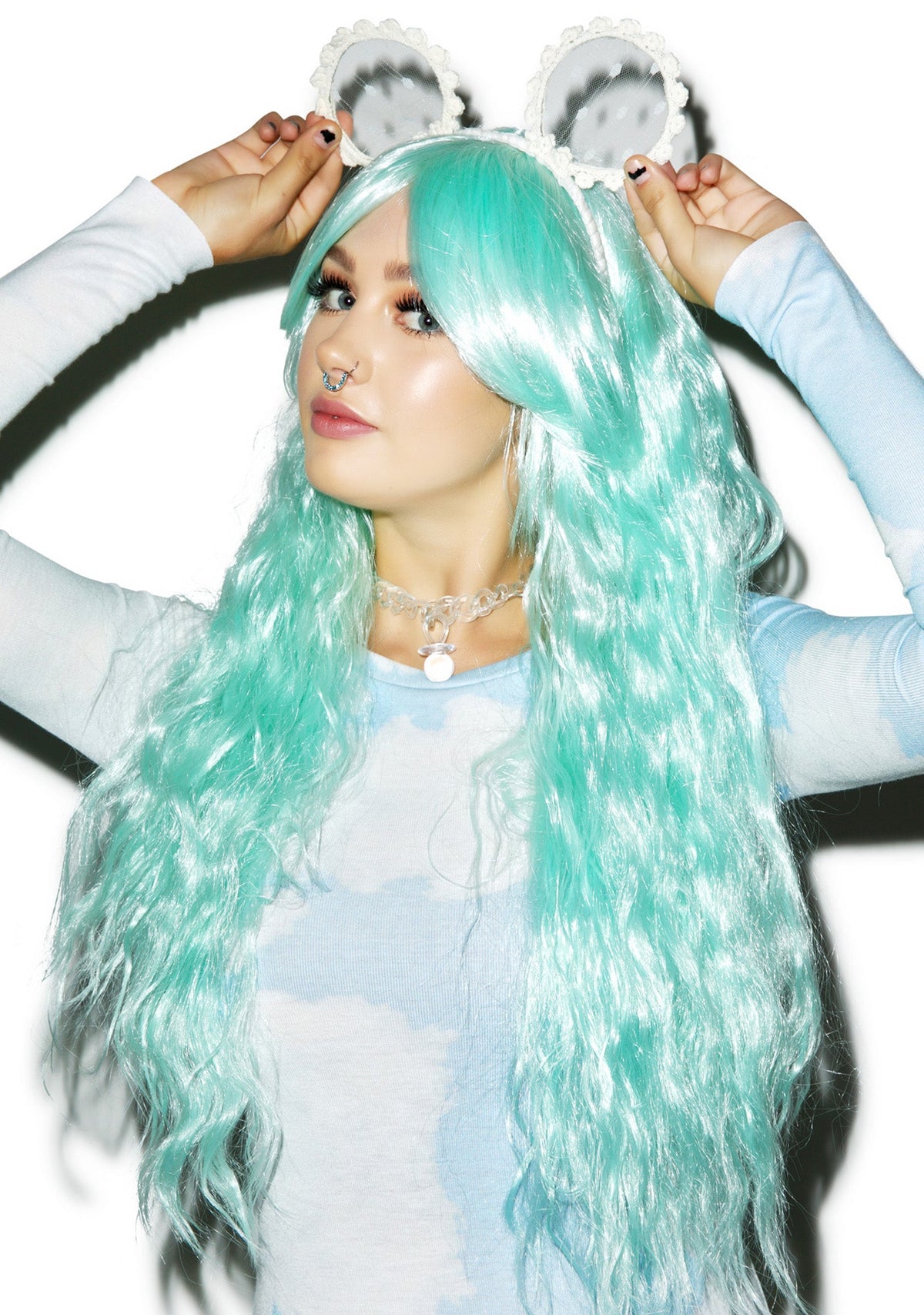 Pastel Baby Wavy Wig - Light Blue