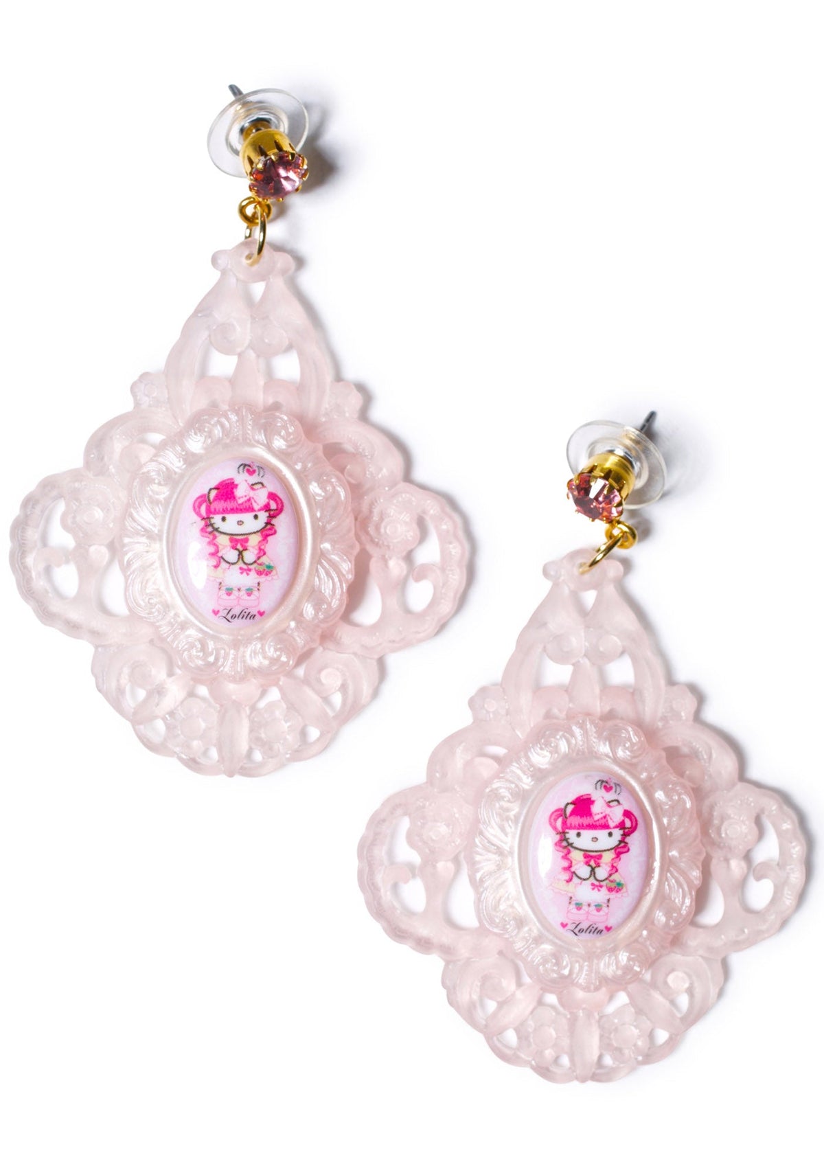 Gothic Lolita Baroque Earrings - Black