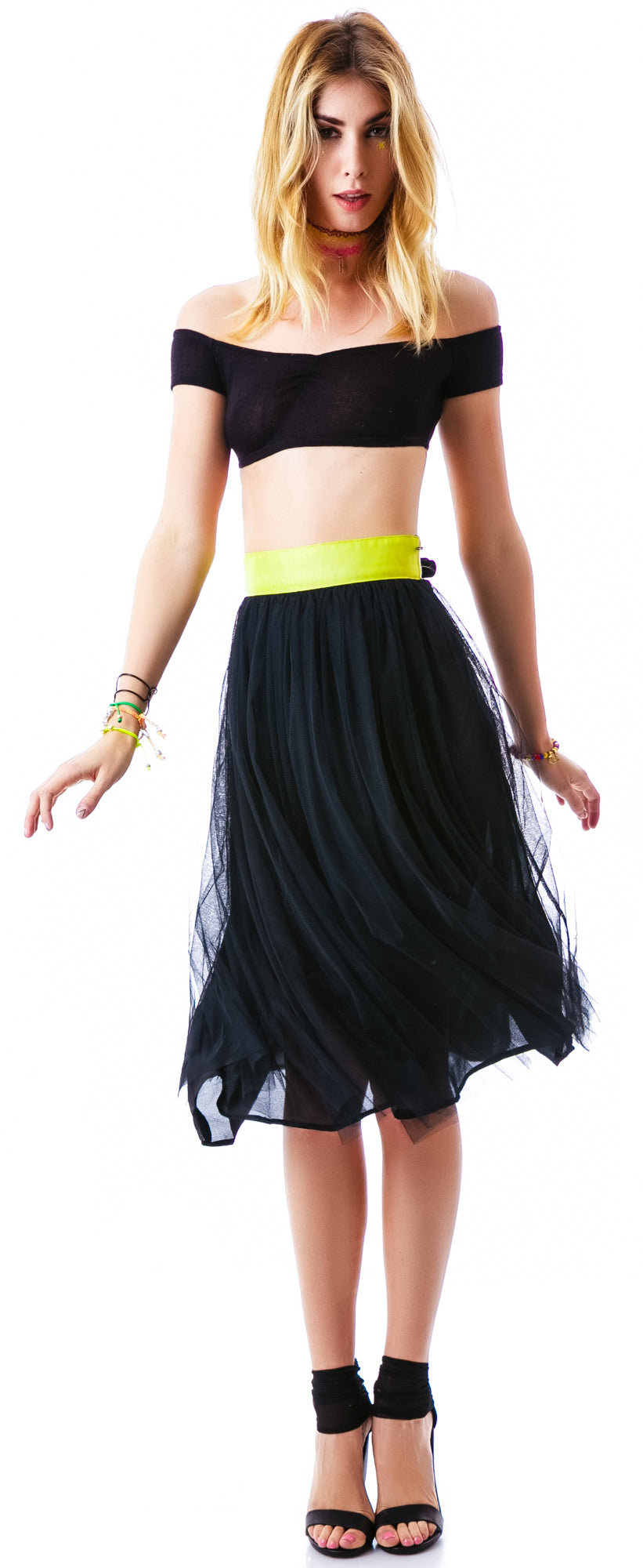 Cierra Air Tulle Midi Skirt - White