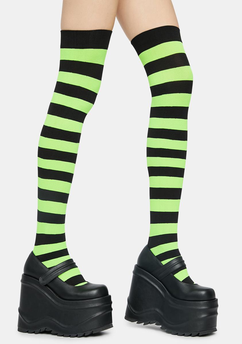 Slime Make U Pay Striped Thigh Highs
