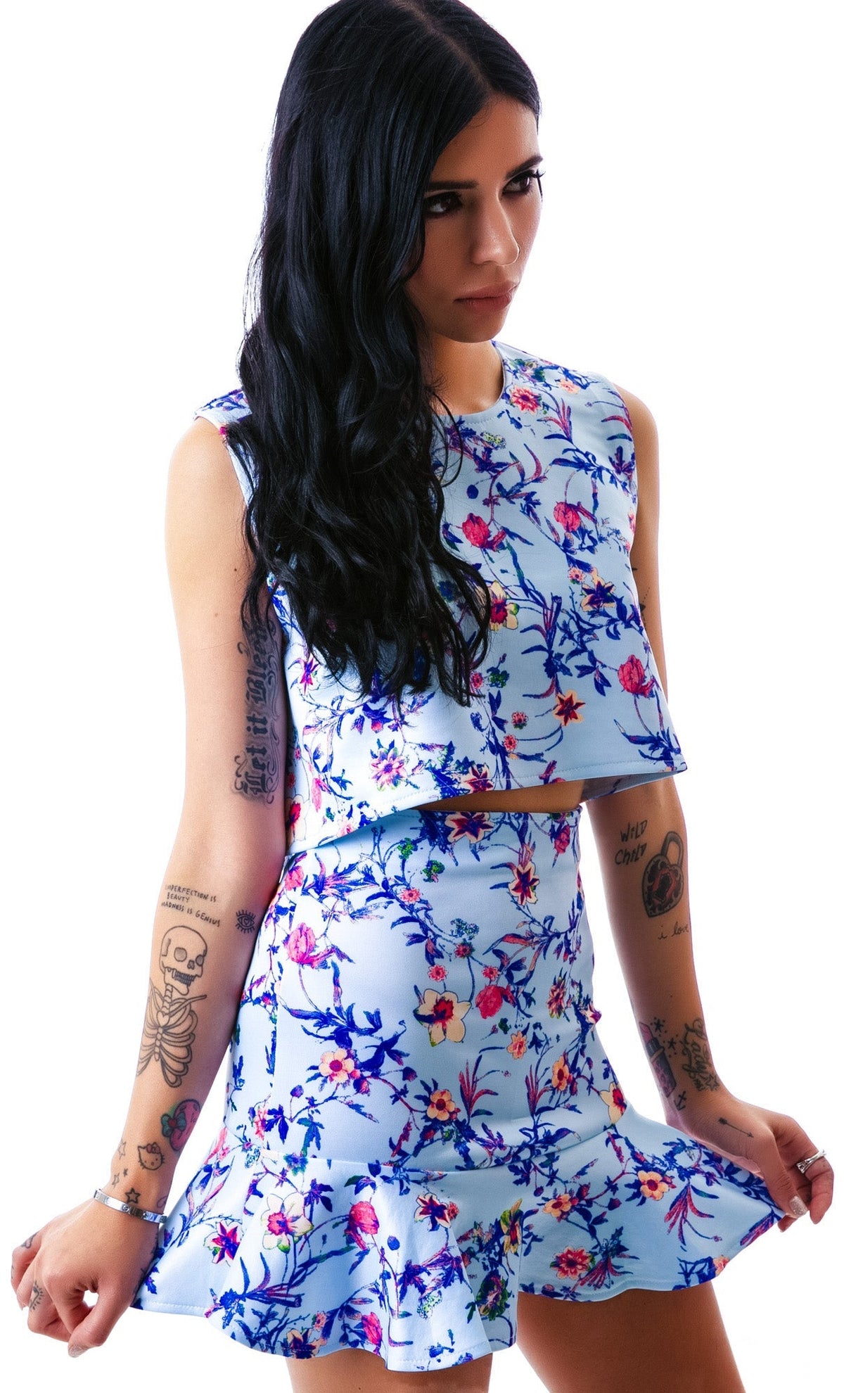 Flora Peplum Talk Skirt - White