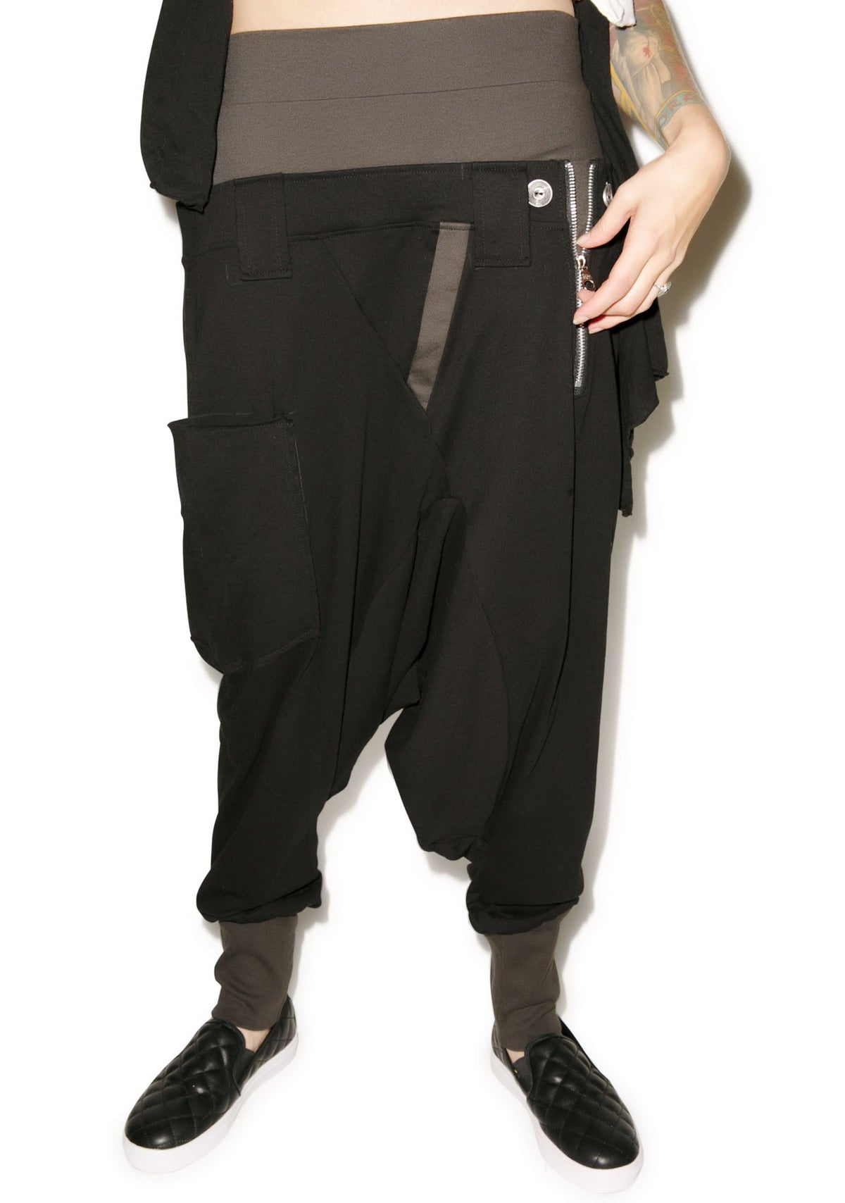 Rust Drop Crotch Pants - Dark Green