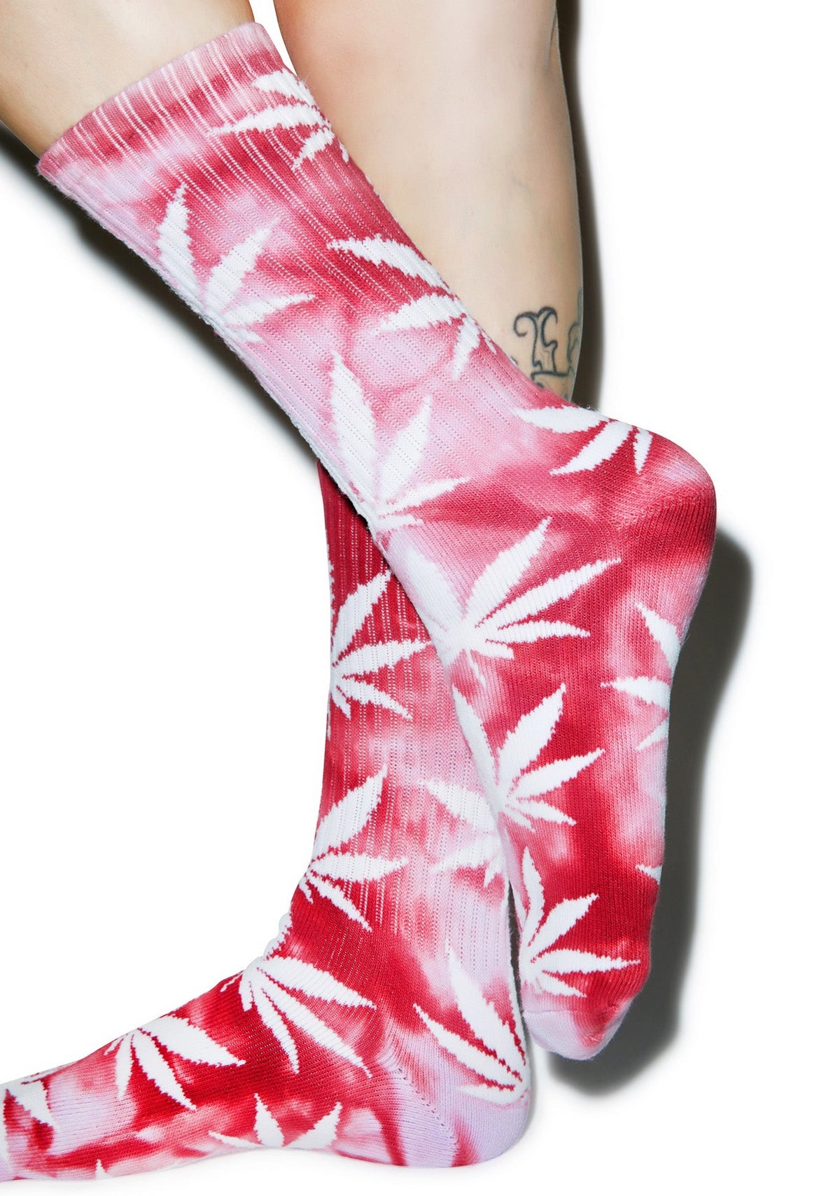 Tie Dye Plantlife Crew Sock - Black