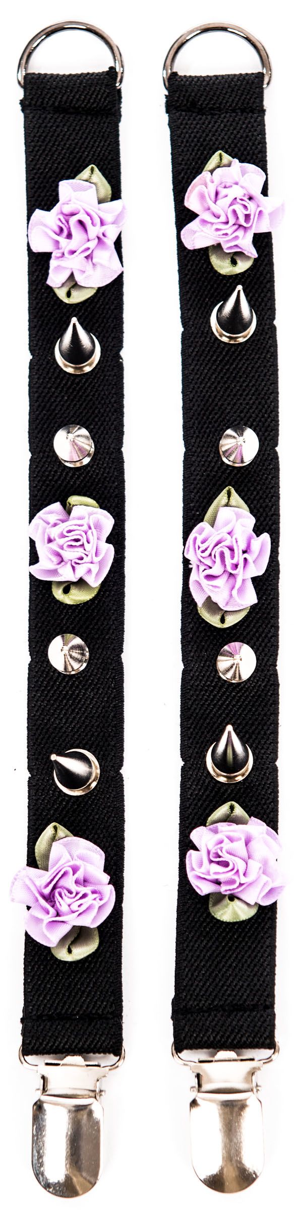 Spikes and Flower Shoe Garter - Pink