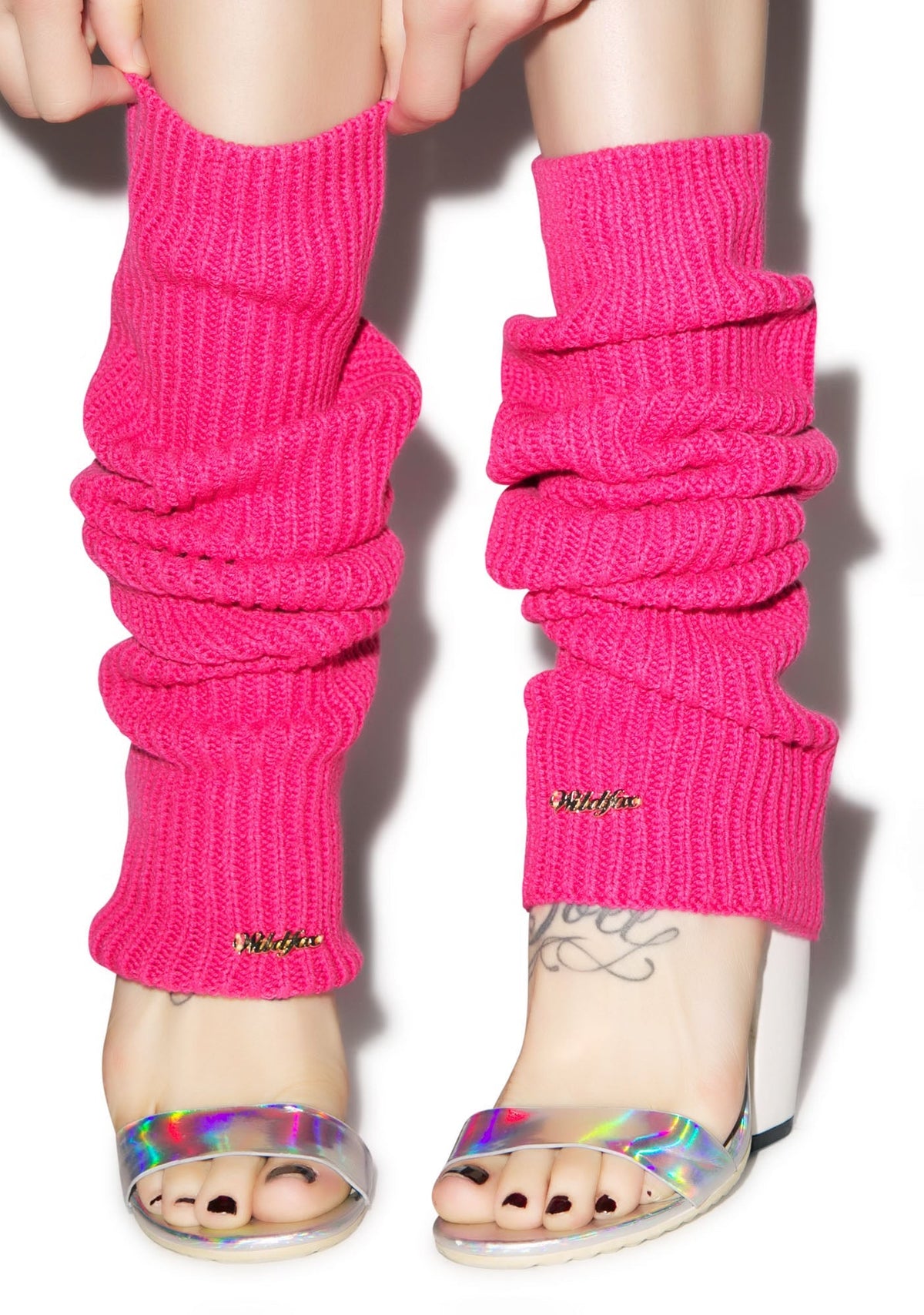Chunky Knit Leg Warmers - Dark Pink