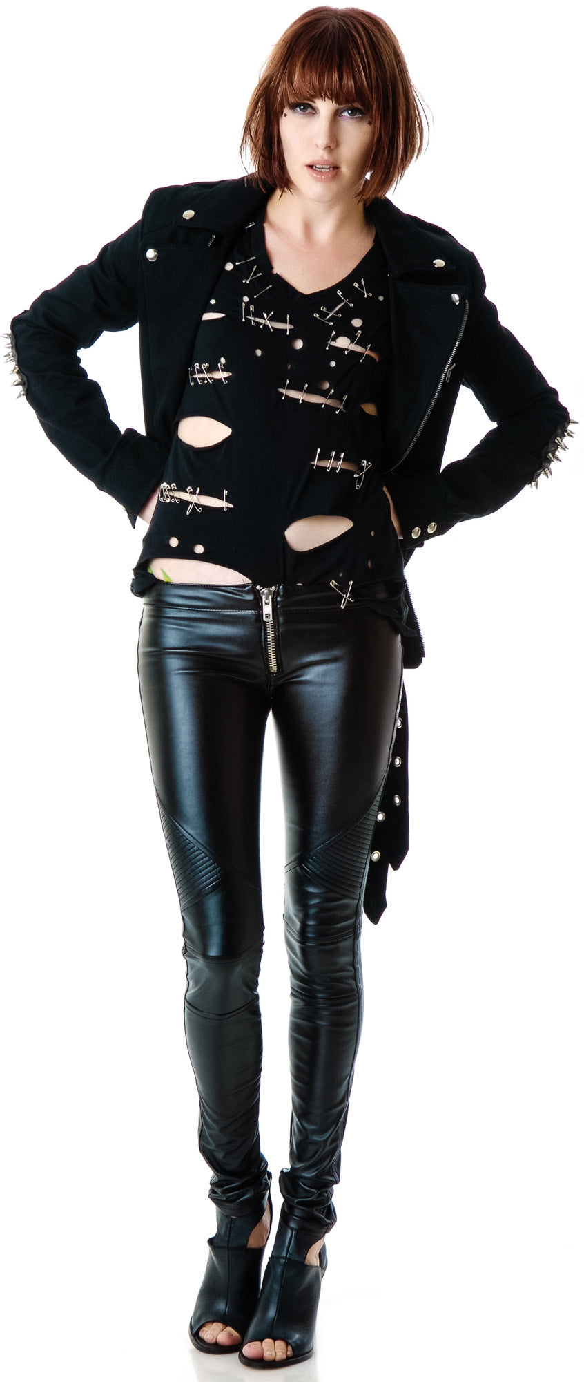 Mad Moto Leatherette Leggings - Dark Gray