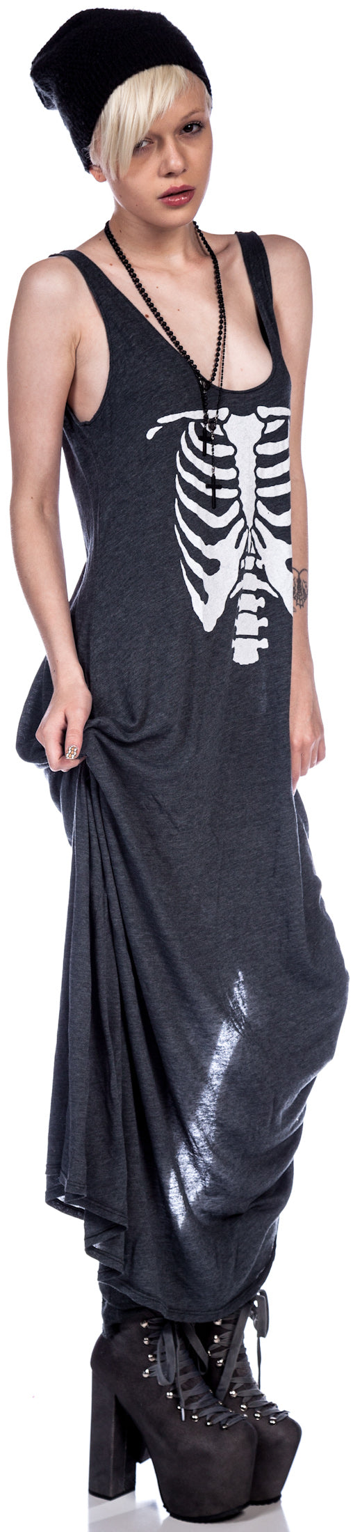 Inside Out Grunge Maxi Dress - Black