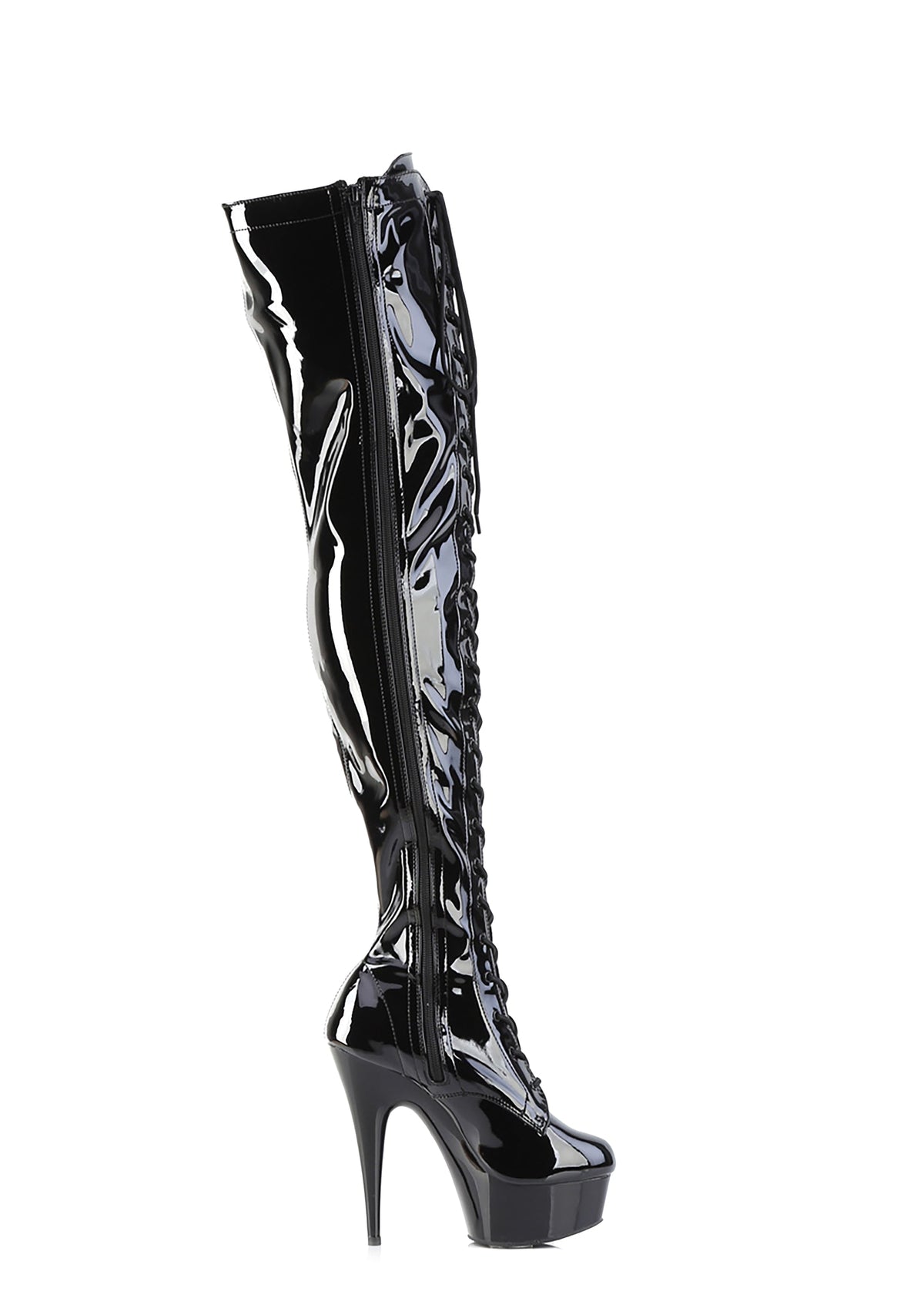Delight-3019 Platform Thigh High Boots-Black