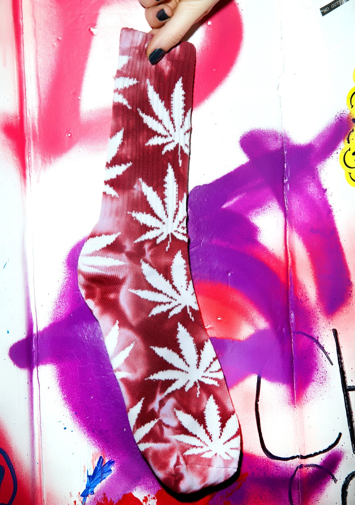 Tie Dye Plantlife Crew Sock - Black