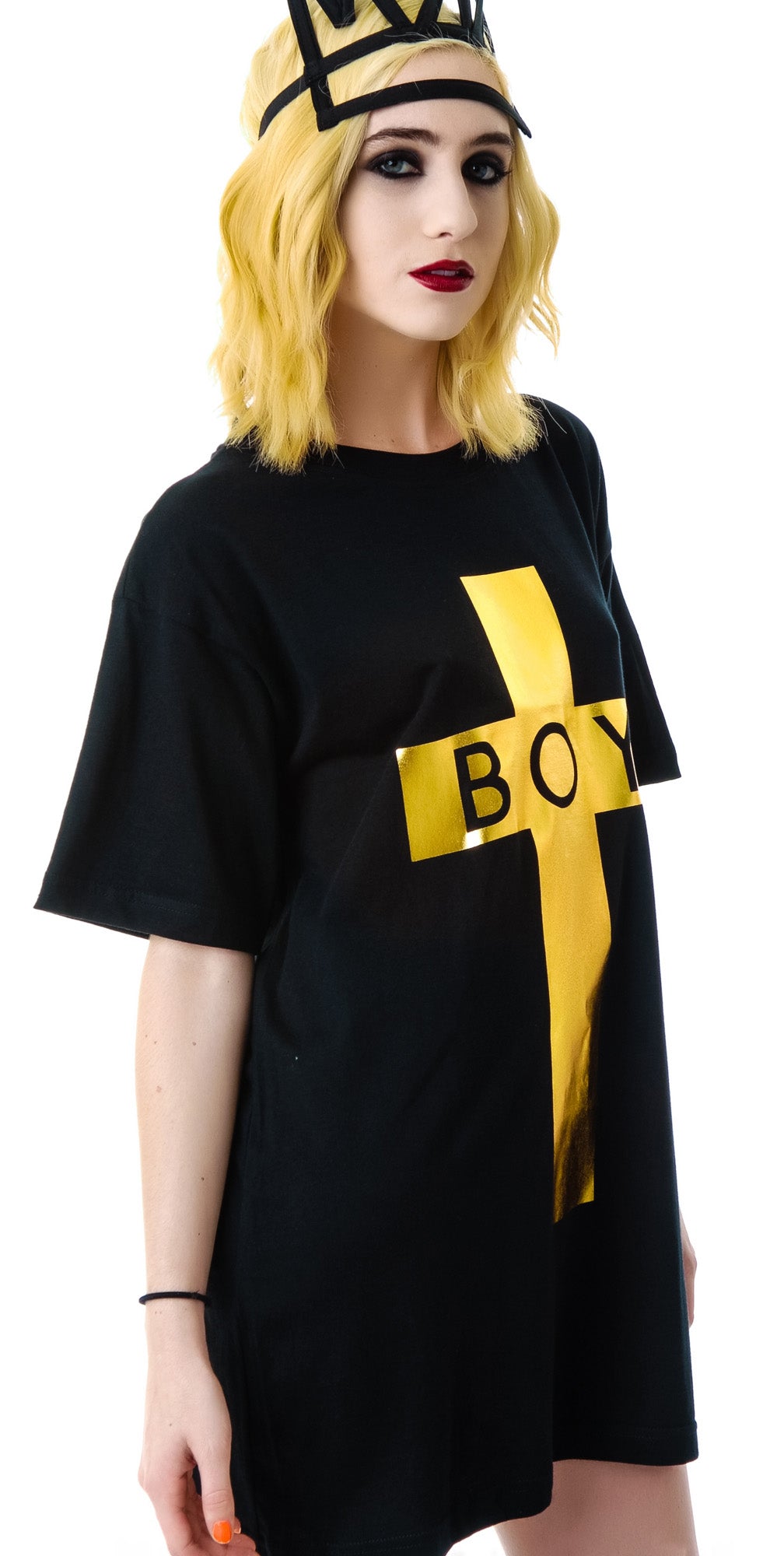 x BOY London Boy Cross Oversized Tee - Gold