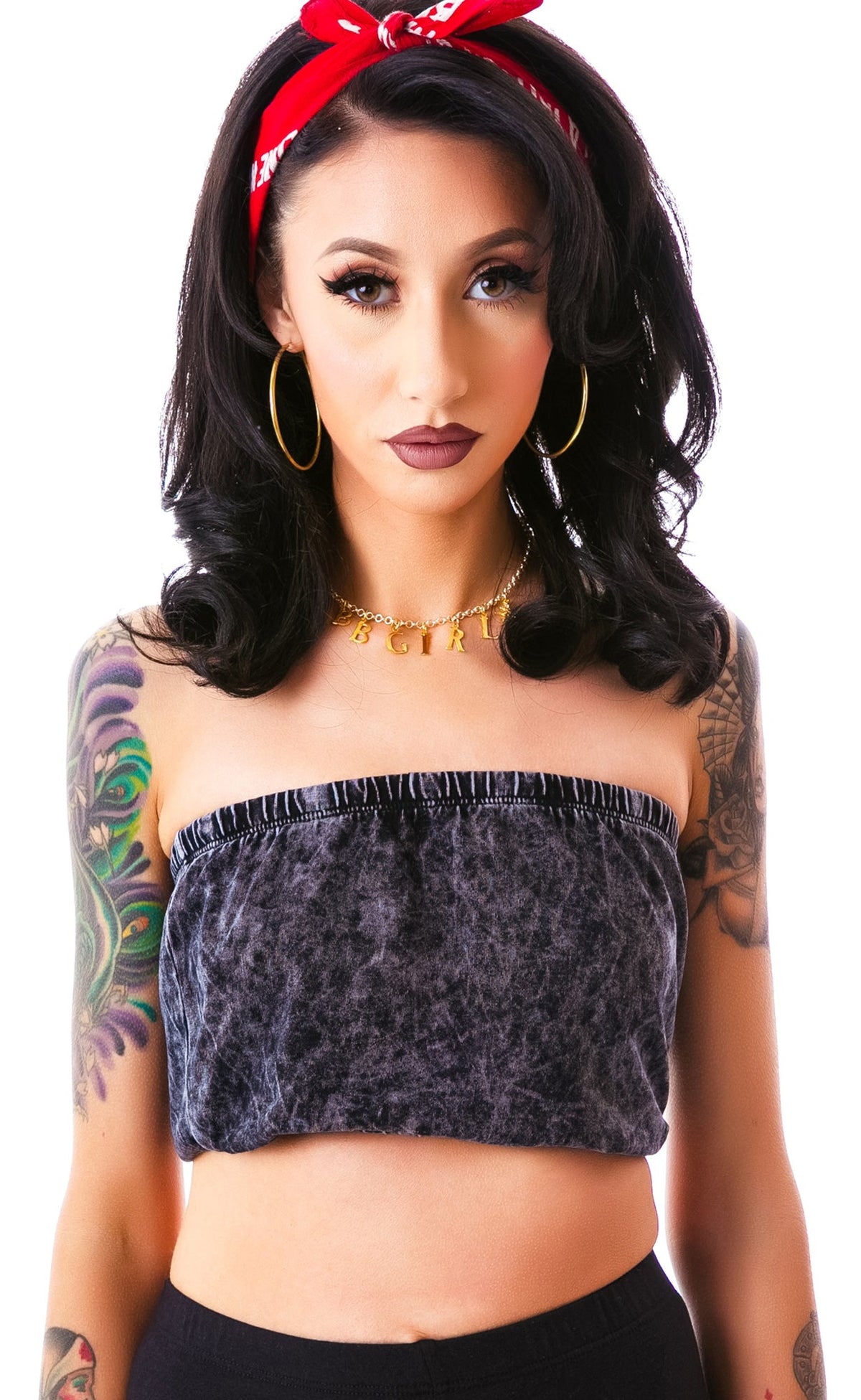 Singles Acid Wash Tube Top - Light Blue