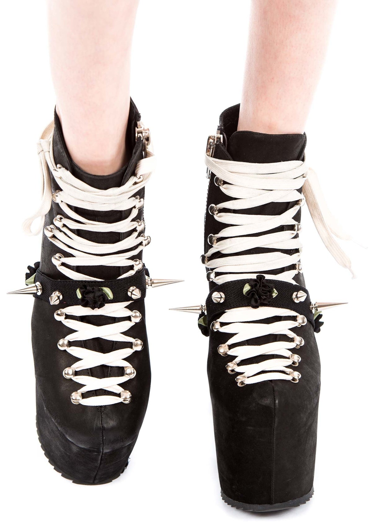 Spikes and Flower Shoe Garter - Pink