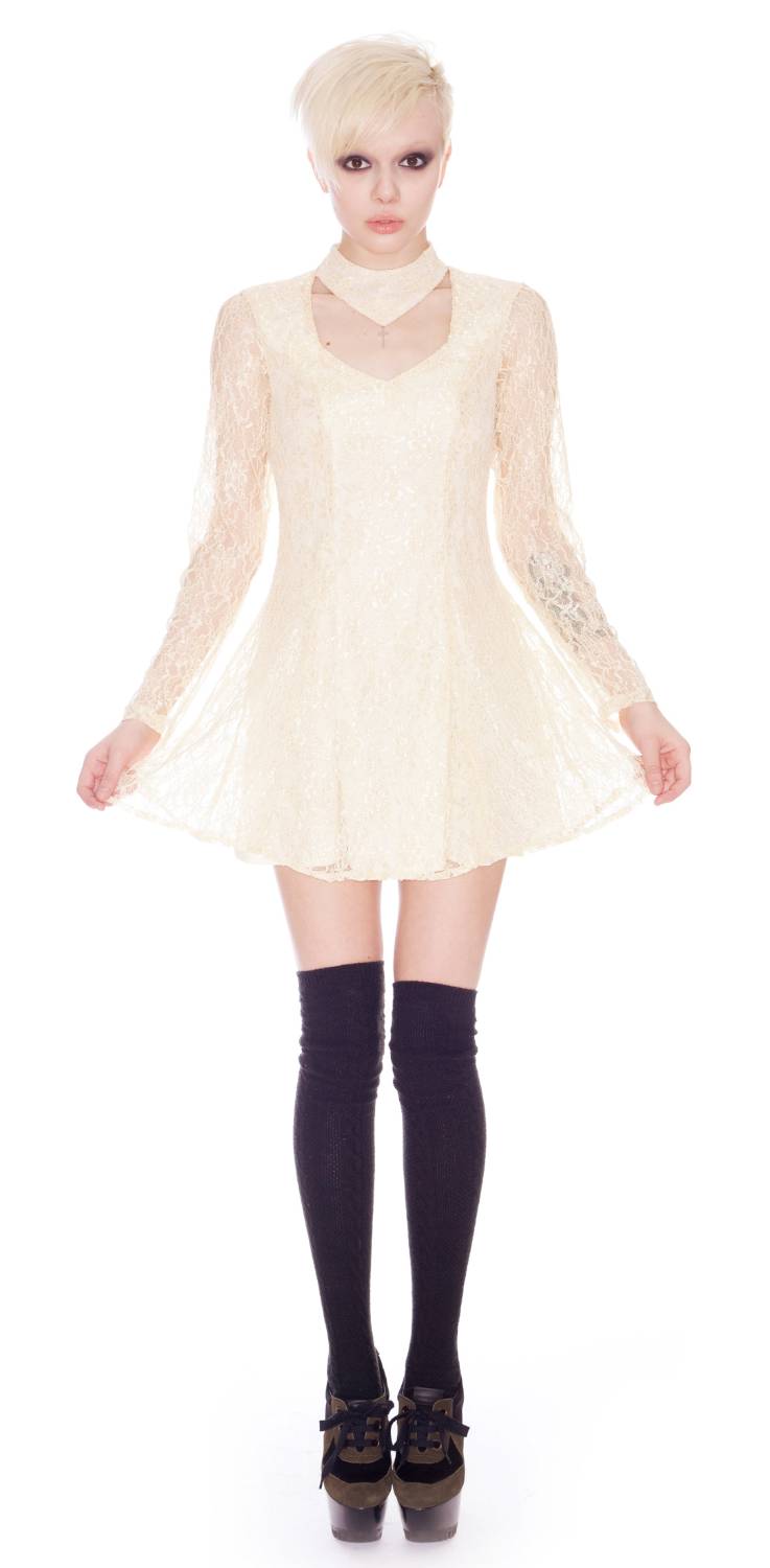 Lace Choker Dress - Black