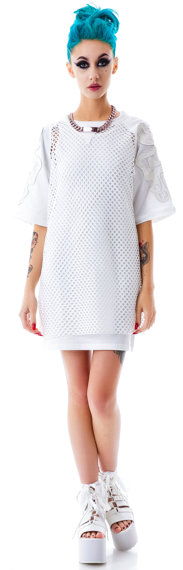 Bone Me Mesh Jersey Dress - Black