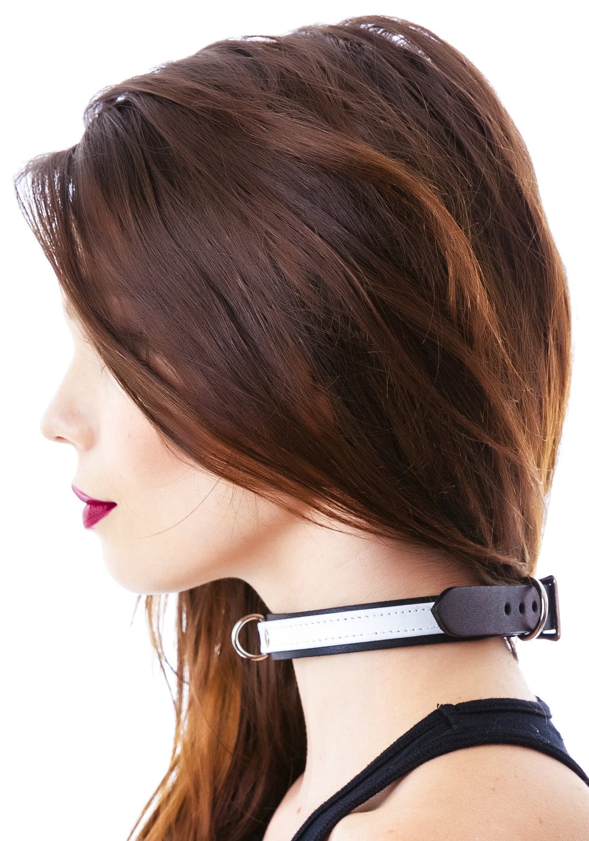 Slave 4 U D Ring Choker - White