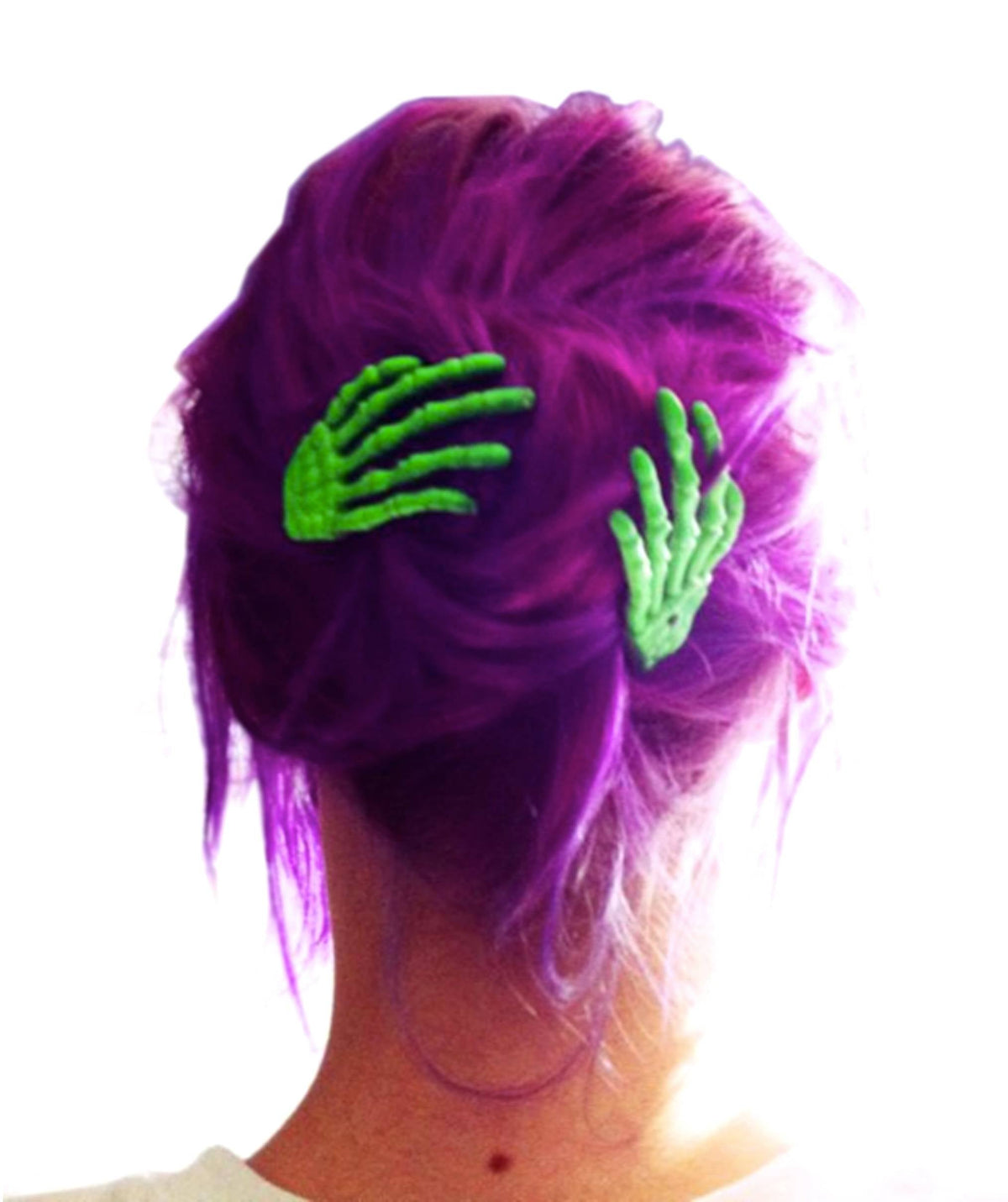 Skeleton Bone Hands Hair Slides - Blue