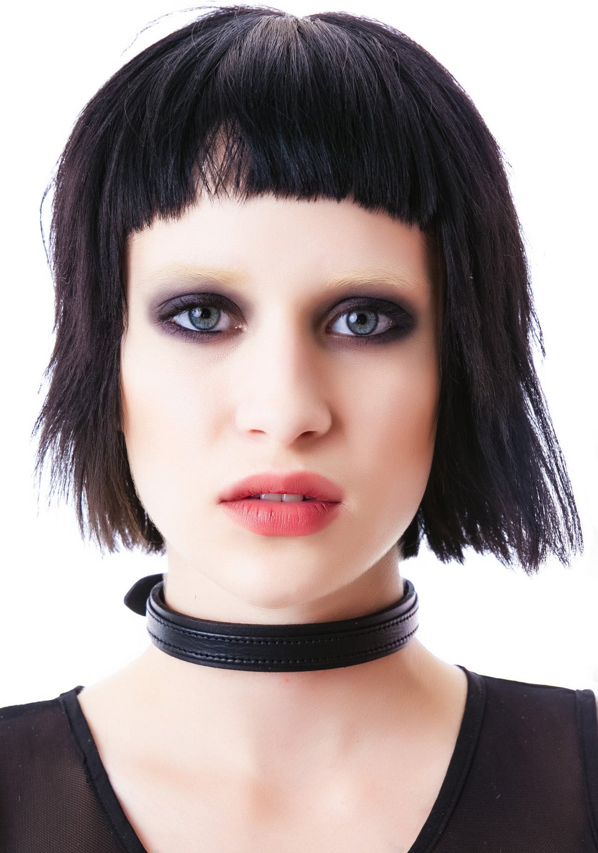Strap Tease Leather Choker - Purple