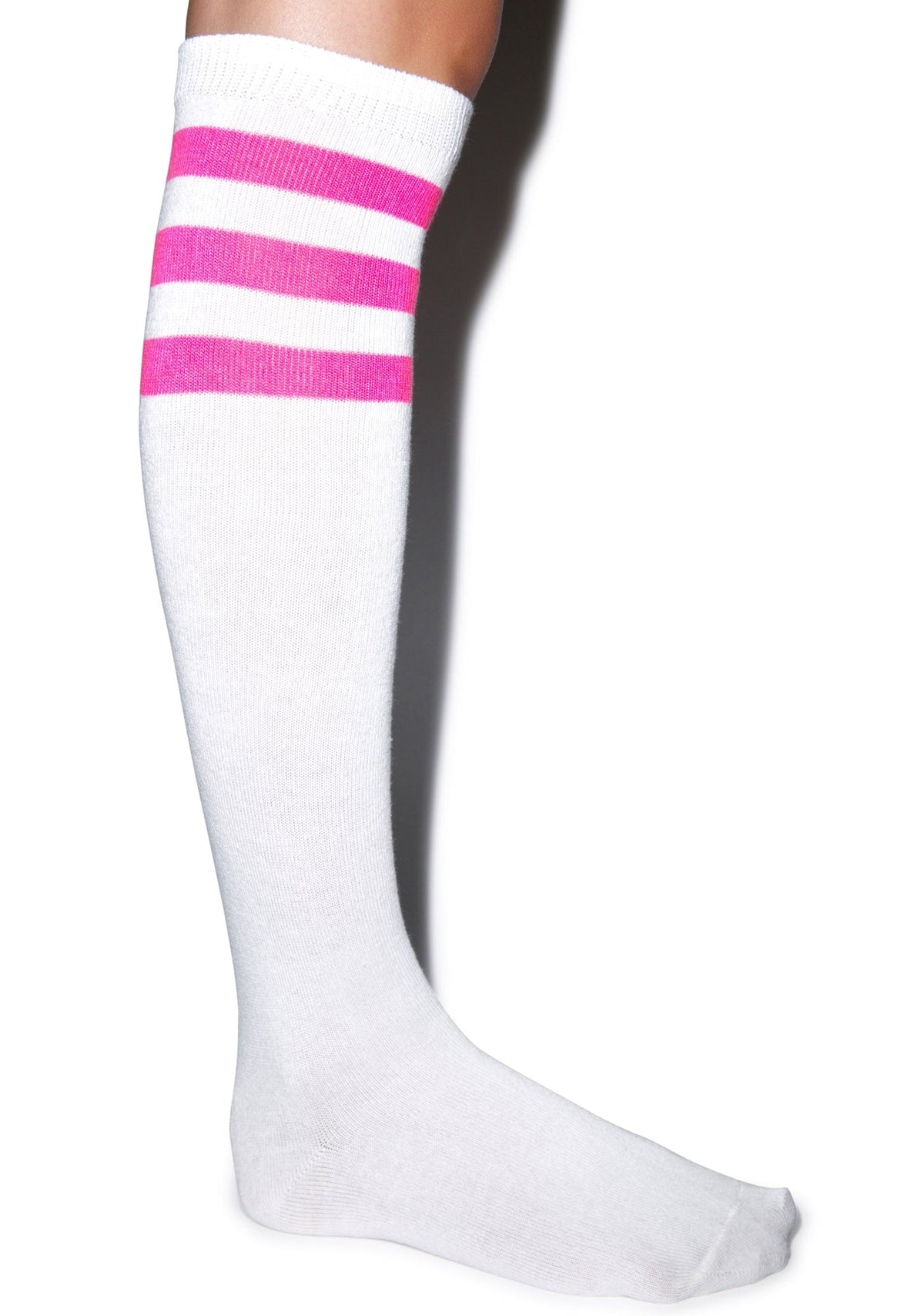 Rockin' White Stripe Socks - Dark Pink