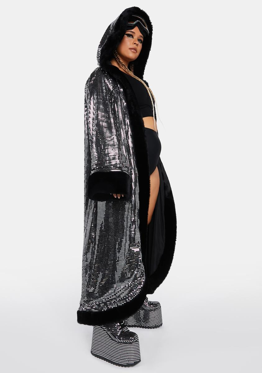 Disco Fusion Hooded Duster - Silver