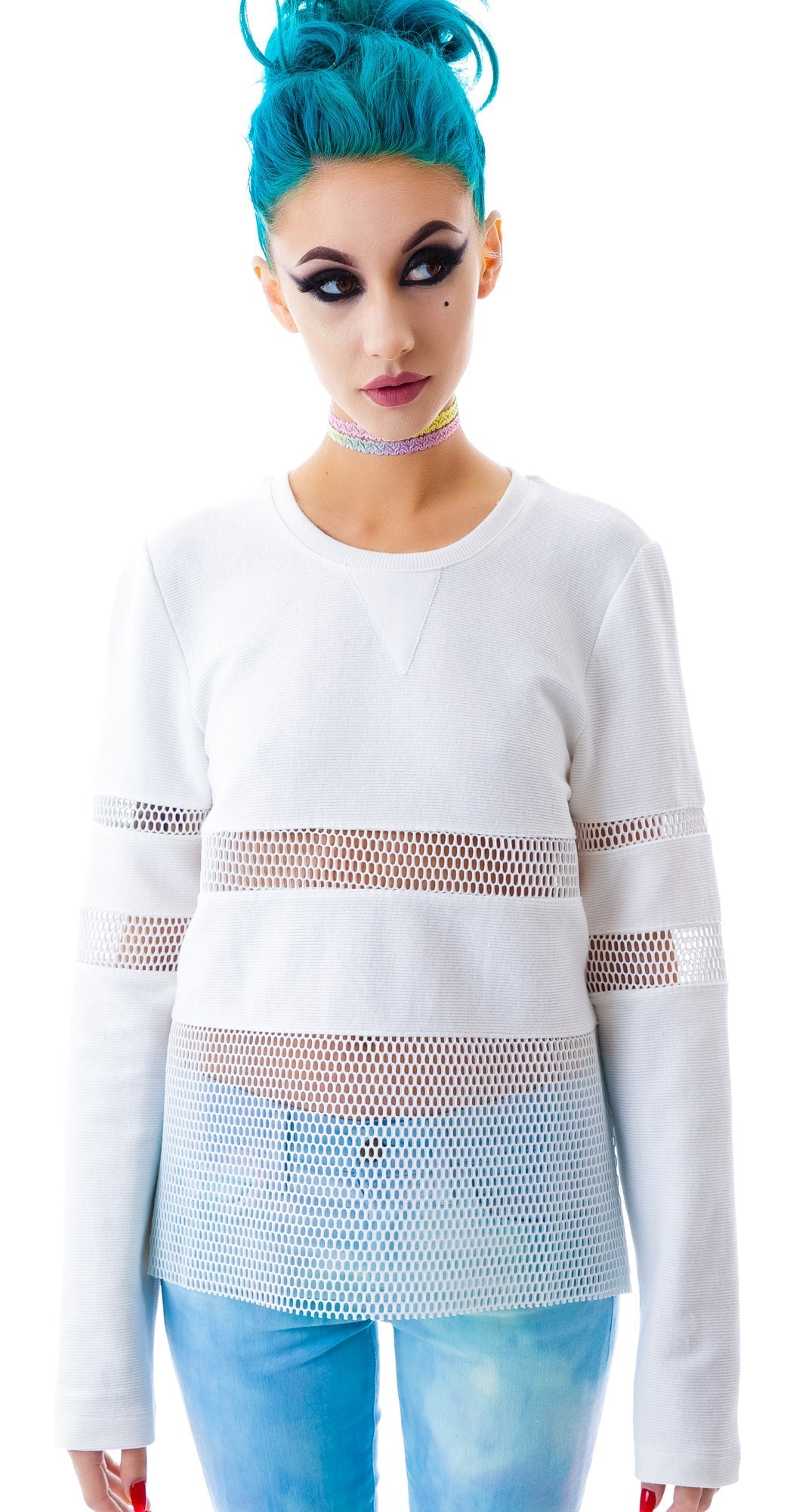 Nothing To Hide Mesh Top - White