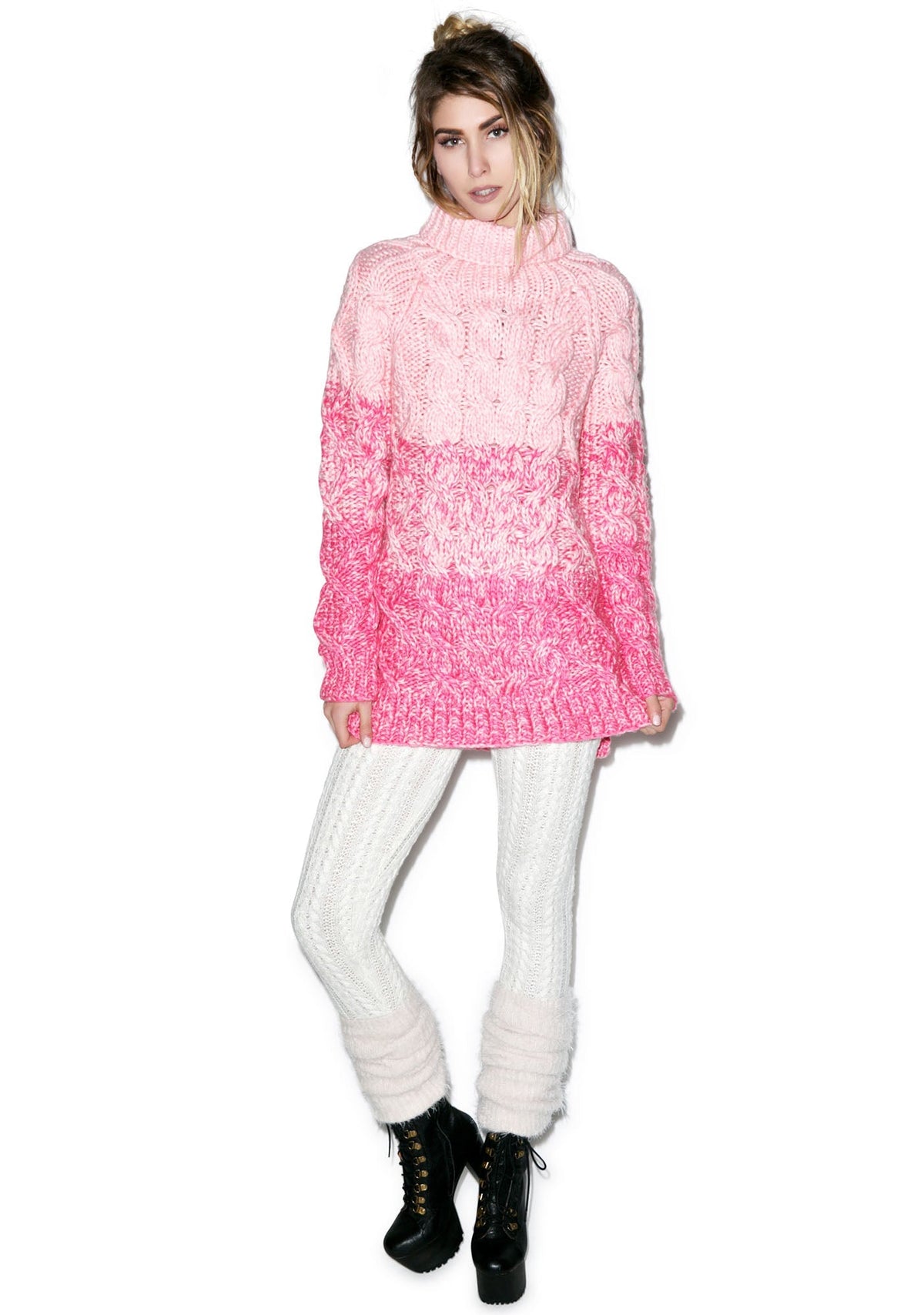 Slow Yer Roll-Neck Jumper - Pink