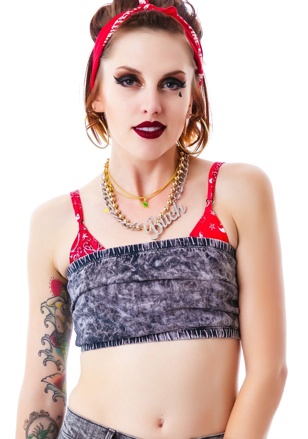 Singles Acid Wash Tube Top - Light Blue