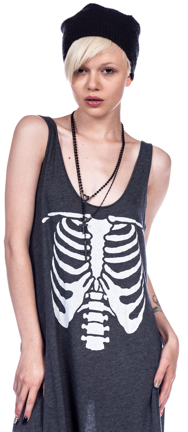 Inside Out Grunge Maxi Dress - Black