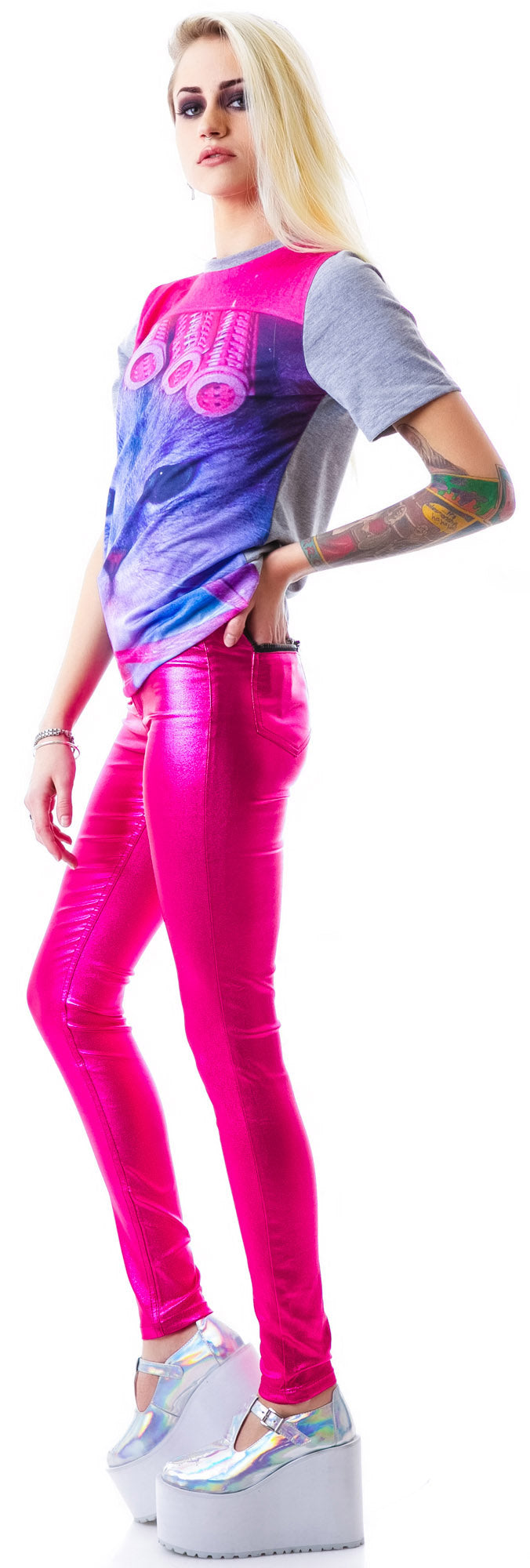 Shimmer Skinny Jeans - Pink